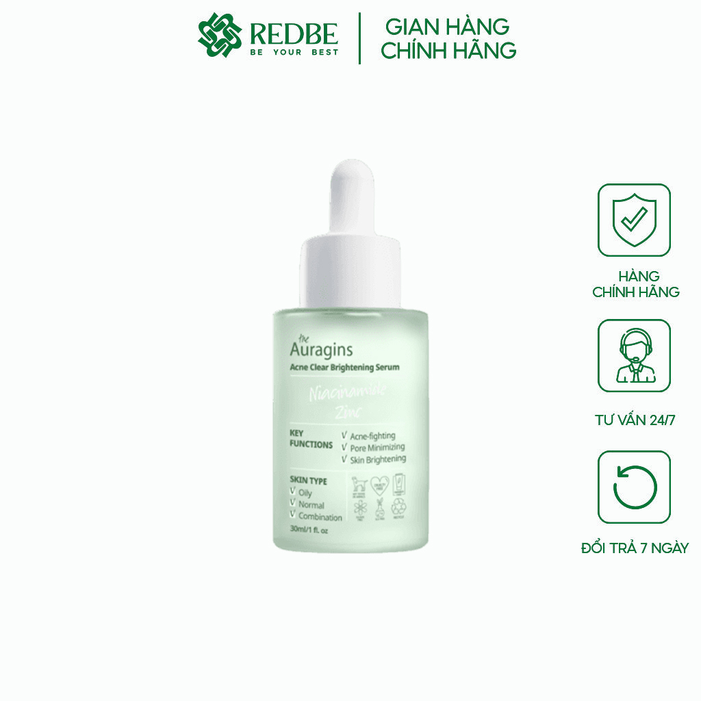 Serum The Auragins 10% Niacinamide + 1% Zinc Acne Clear Brightening