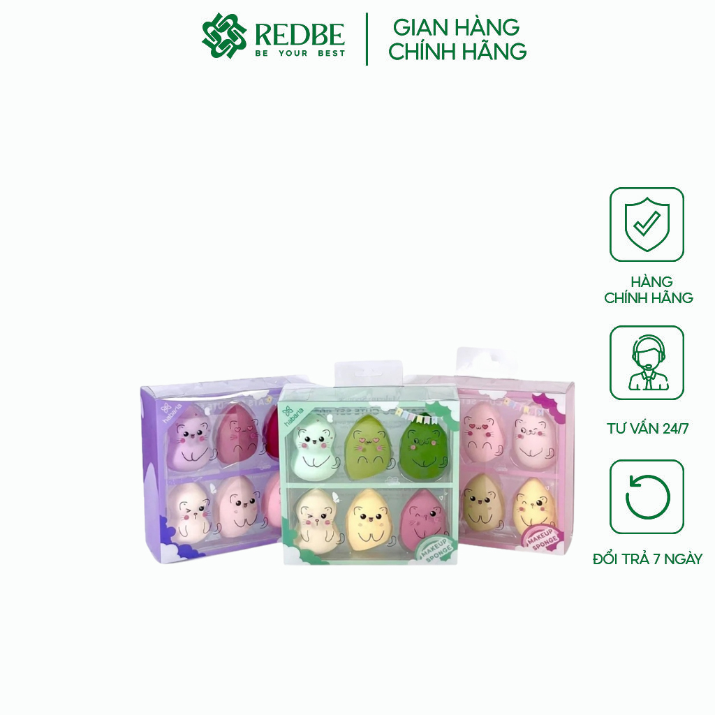 Set 6 Bông Mút Trang Điểm Habaria Siêu Mềm