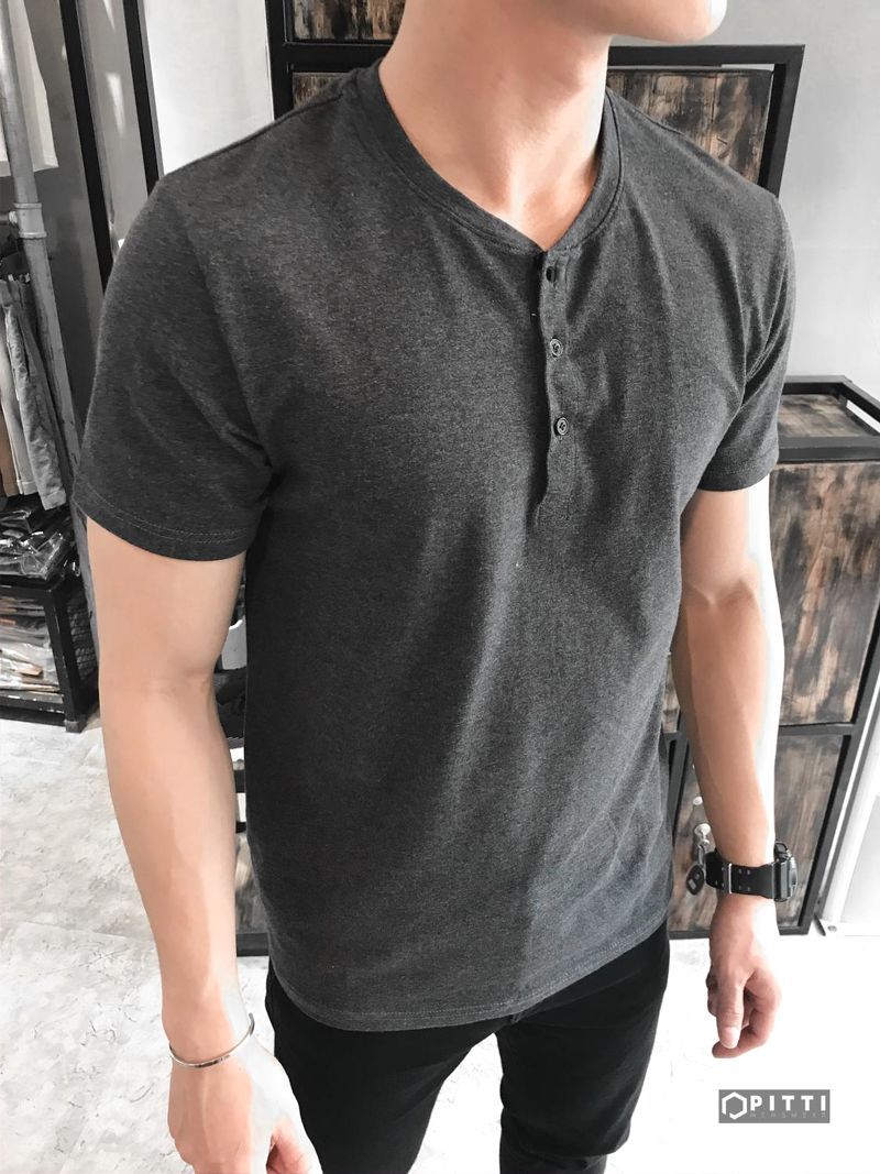 T-shirt cổ henley BSK