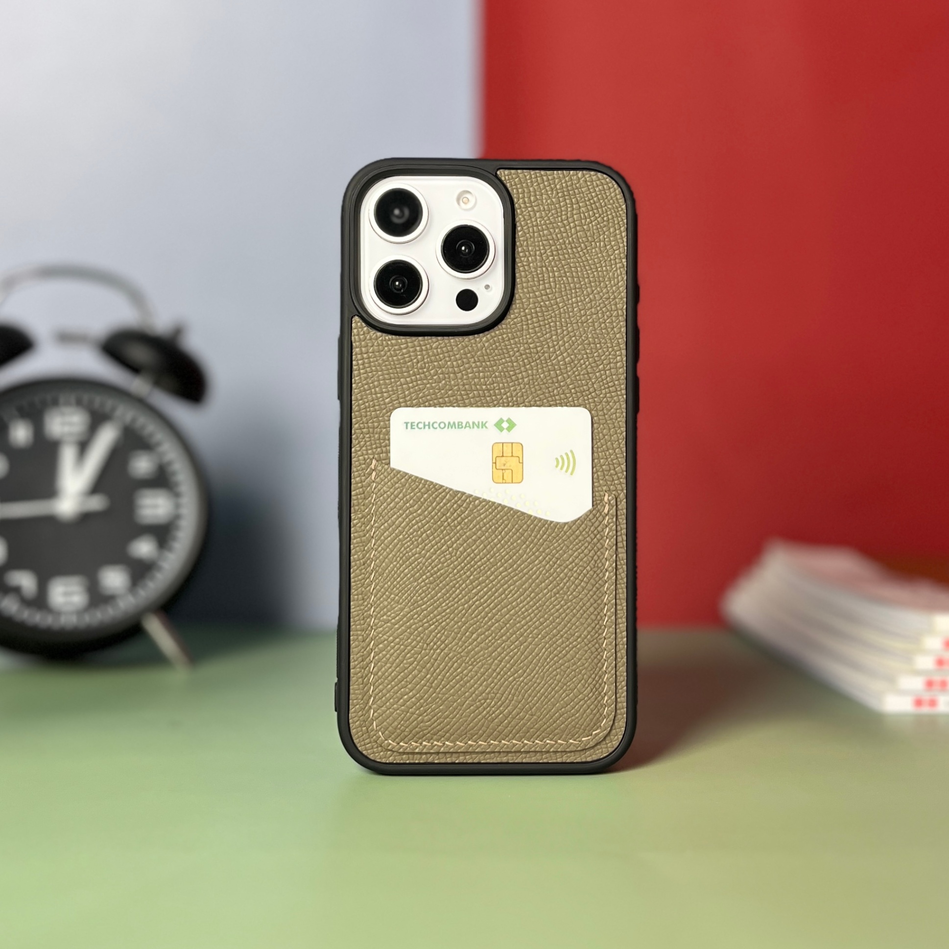 Ốp da thủ công viền đen khe thẻ Slim Card - Epsom