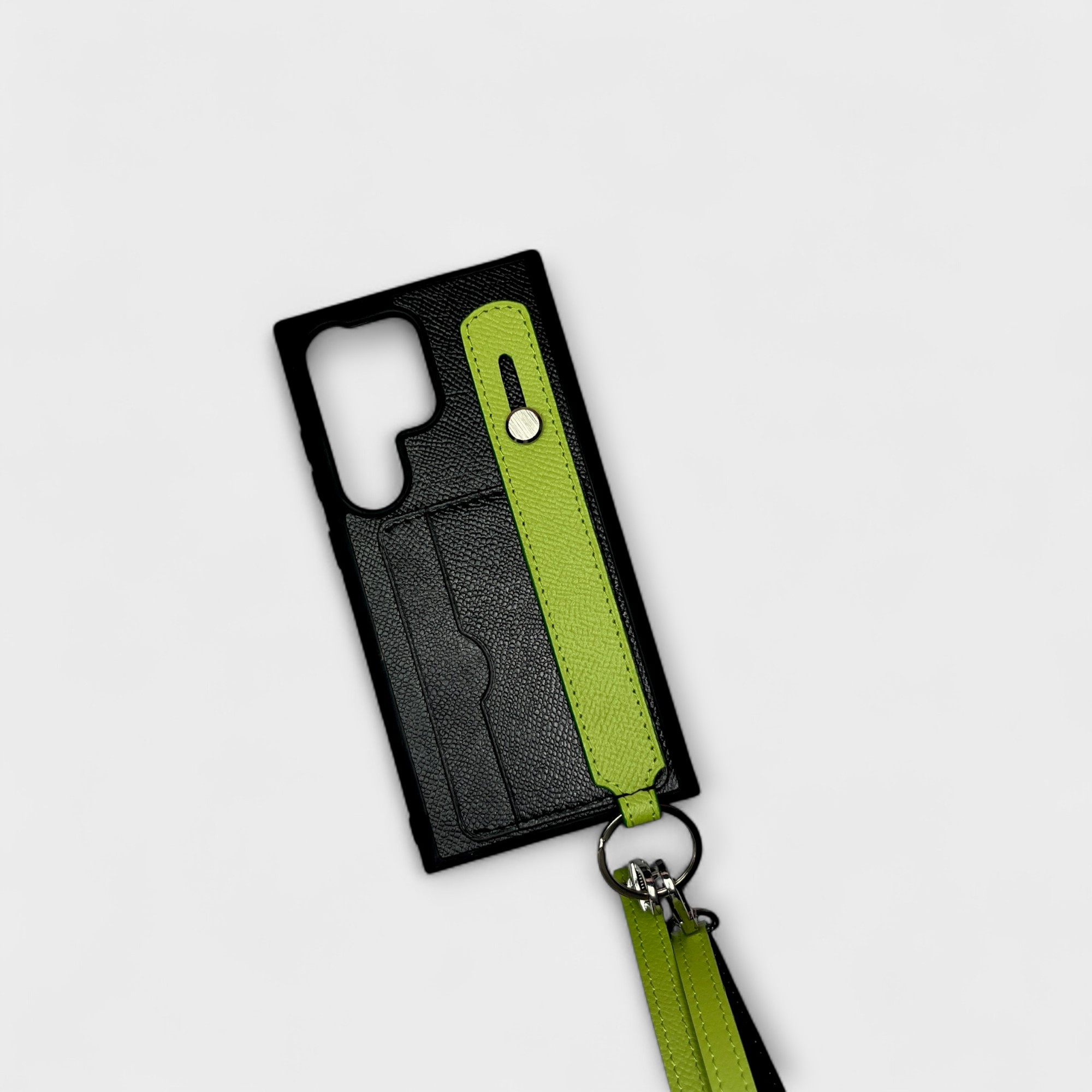 Ốp da thủ công hai ngăn thẻ, handstrap kèm dây đeo chéo mix màu dành cho Sam Sung