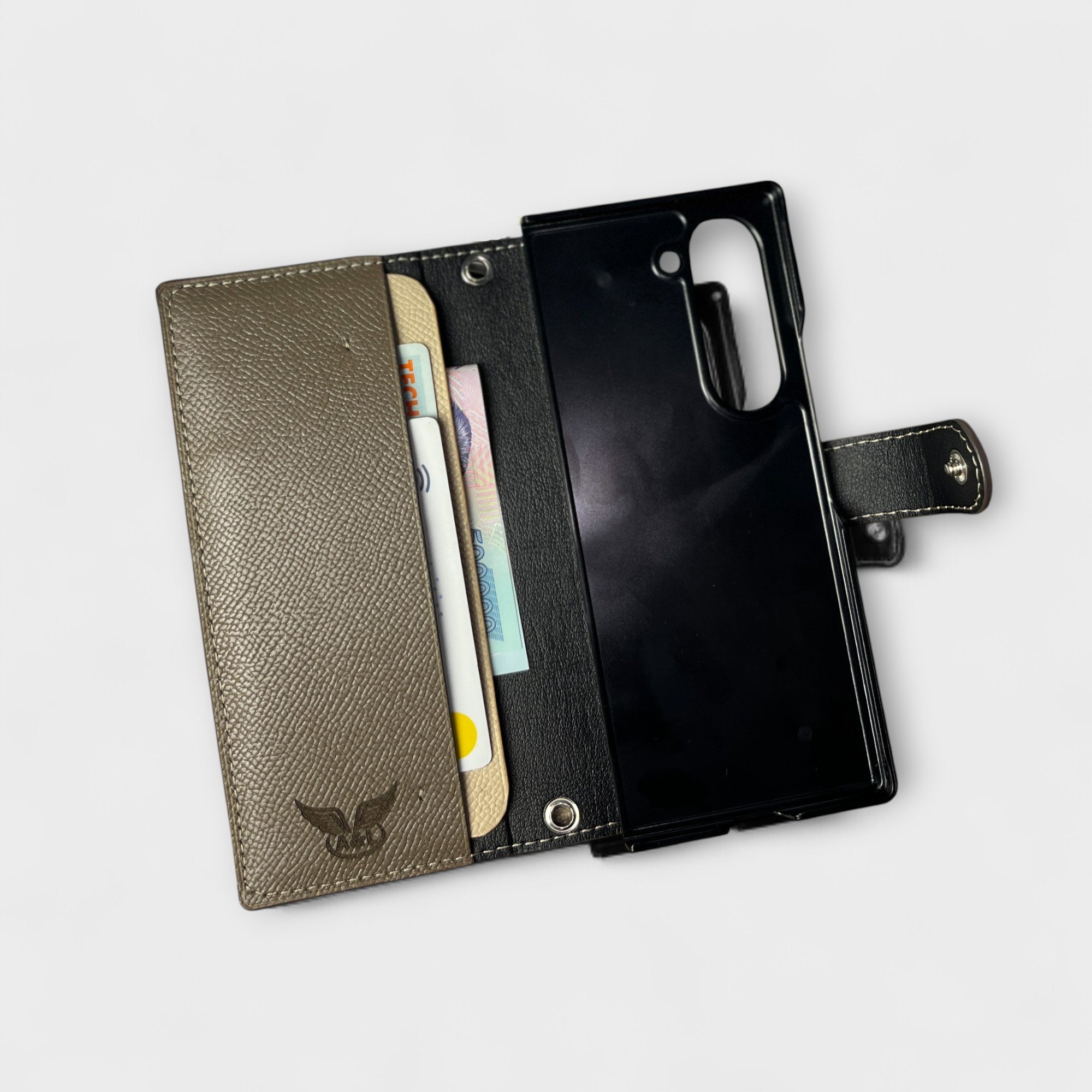 Ốp bao da Flip thủ công Cover kèm ví mini Wallet mix màu da Epsom dành cho Sam Sung Zfold 6