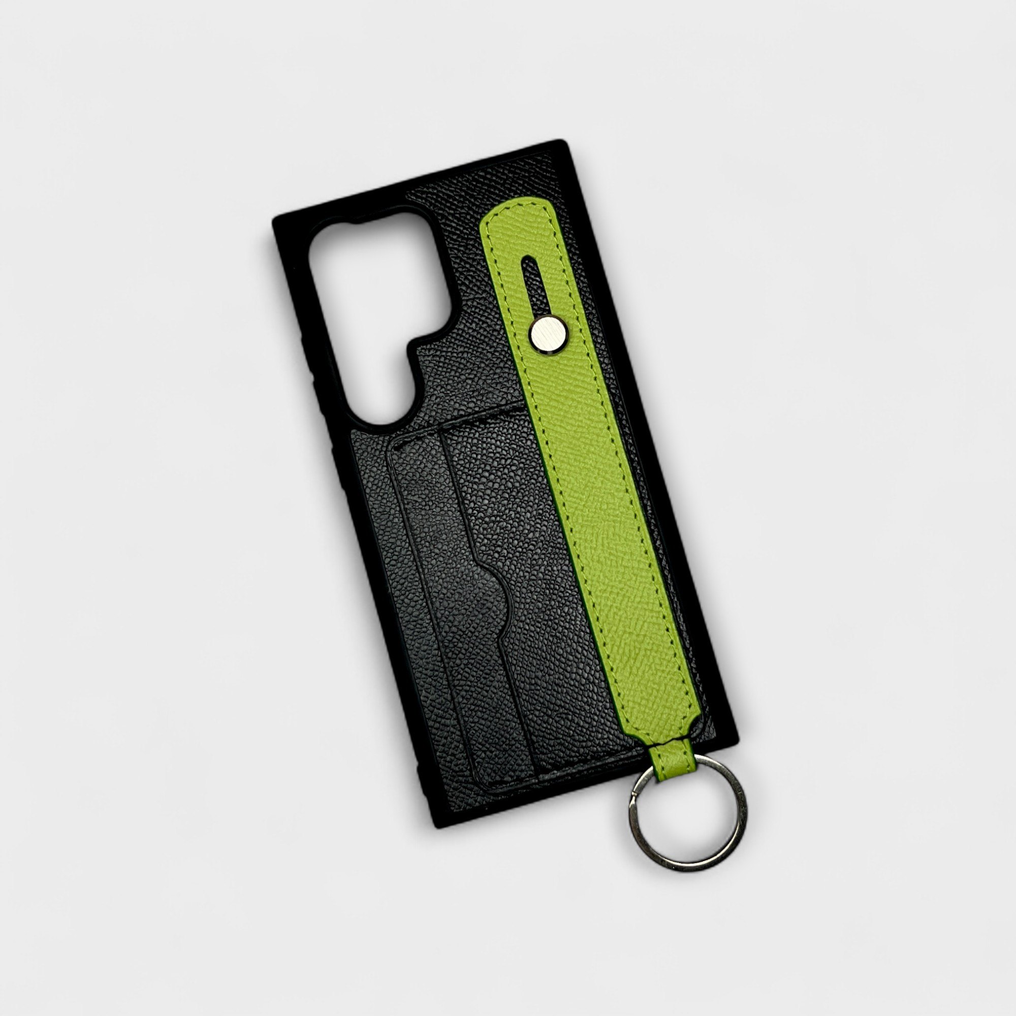 Ốp da thủ công hai ngăn thẻ, handstrap kèm dây đeo chéo mix màu dành cho Sam Sung