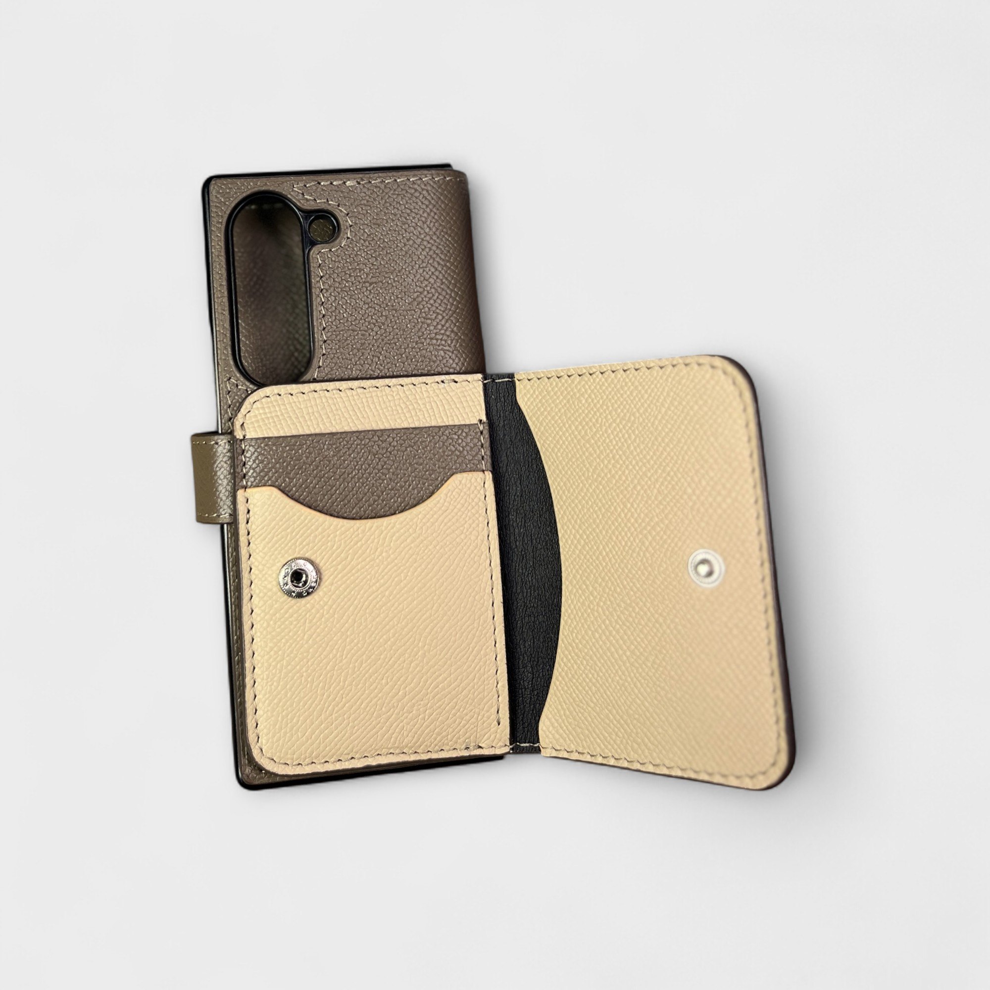 Ốp bao da Flip thủ công Cover kèm ví mini Wallet mix màu da Epsom dành cho Sam Sung Zfold 6