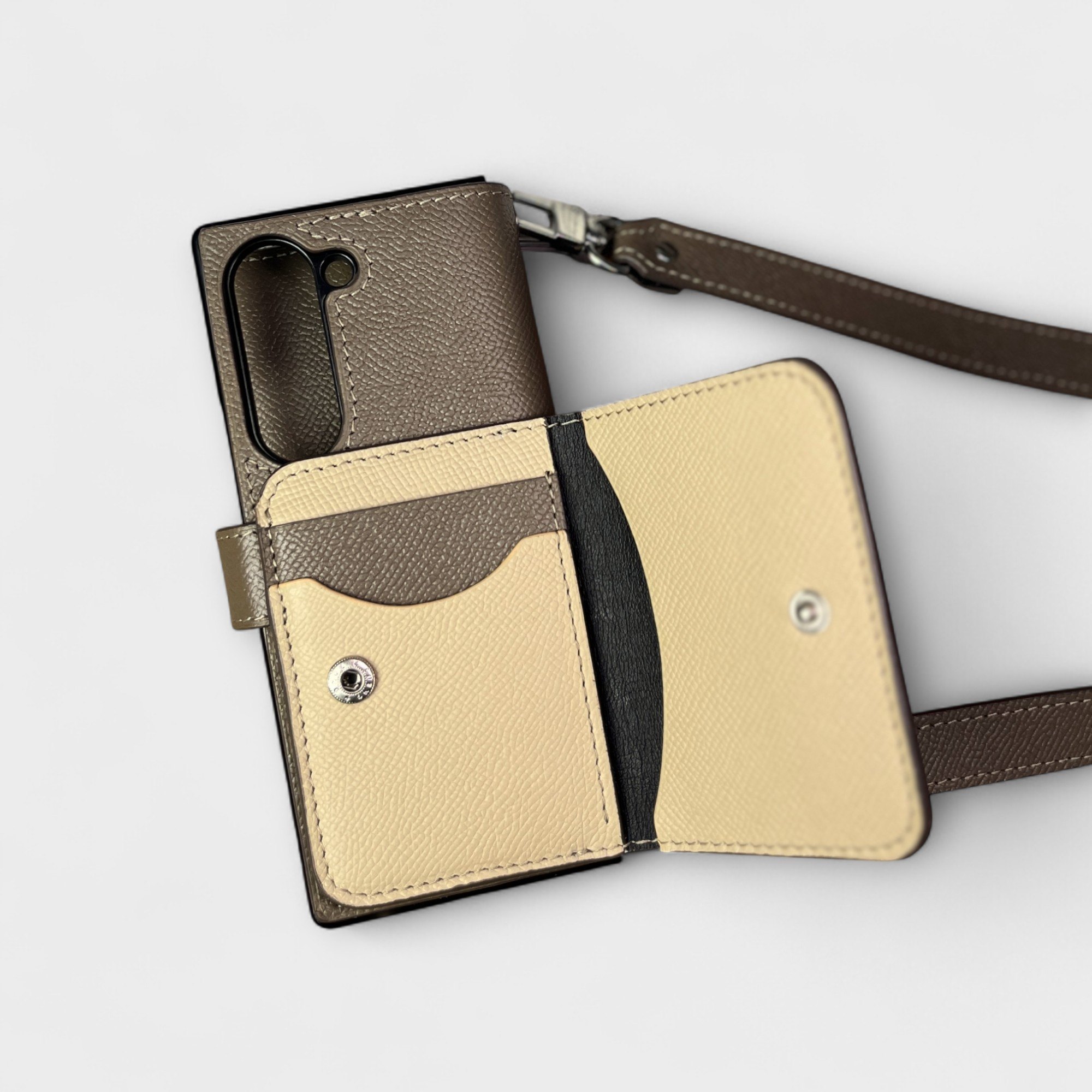 Ốp bao da Flip thủ công Cover kèm ví mini Wallet mix màu da Epsom dành cho Sam Sung Zfold 6