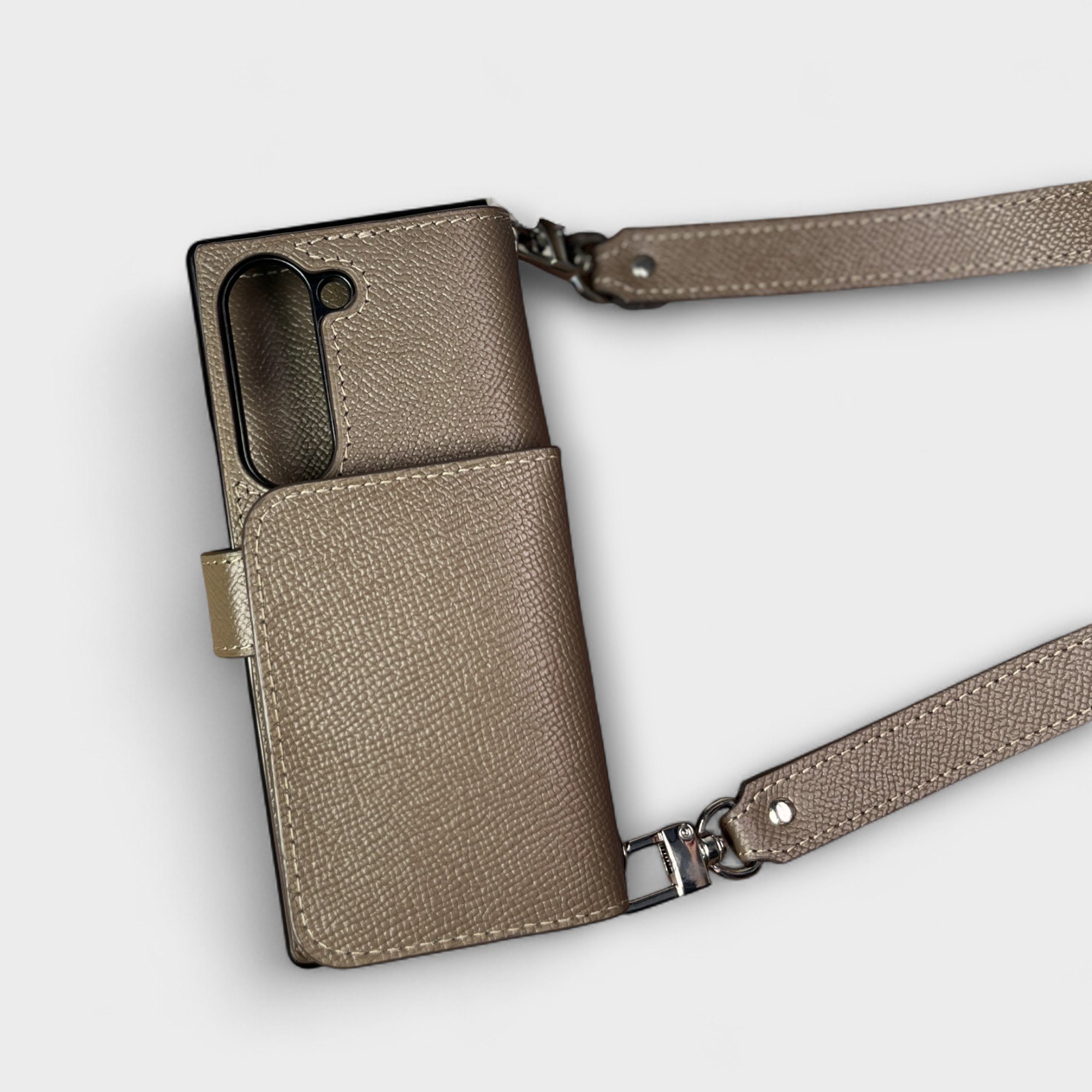 Ốp bao da Flip thủ công Cover kèm ví mini Wallet mix màu da Epsom dành cho Sam Sung Zfold 6