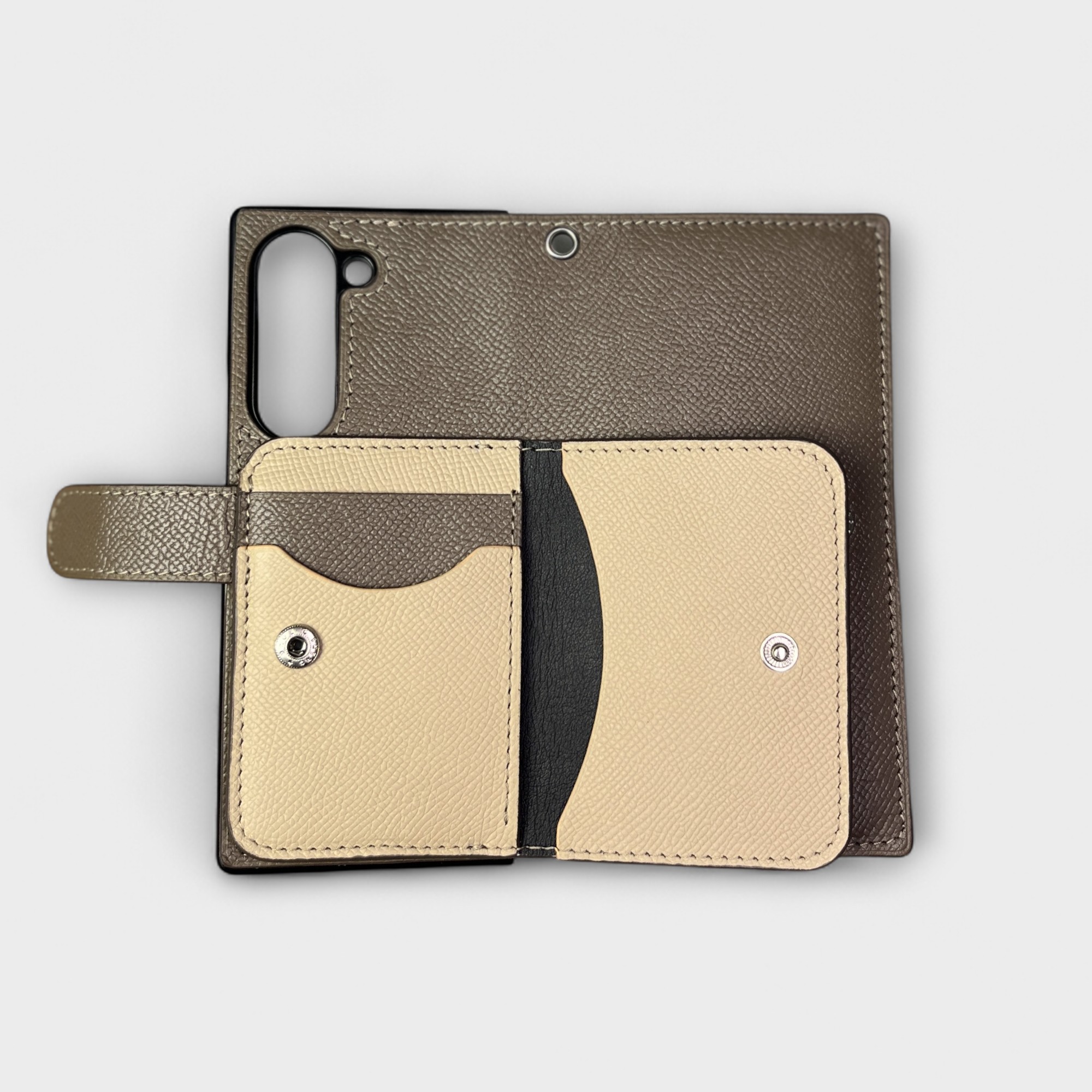 Ốp bao da Flip thủ công Cover kèm ví mini Wallet mix màu da Epsom dành cho Sam Sung Zfold 6