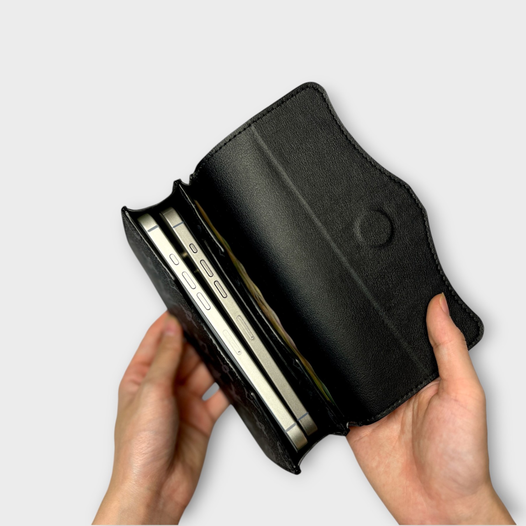 Bao da 2 ngăn đựng điện thoại và tiền - LV
