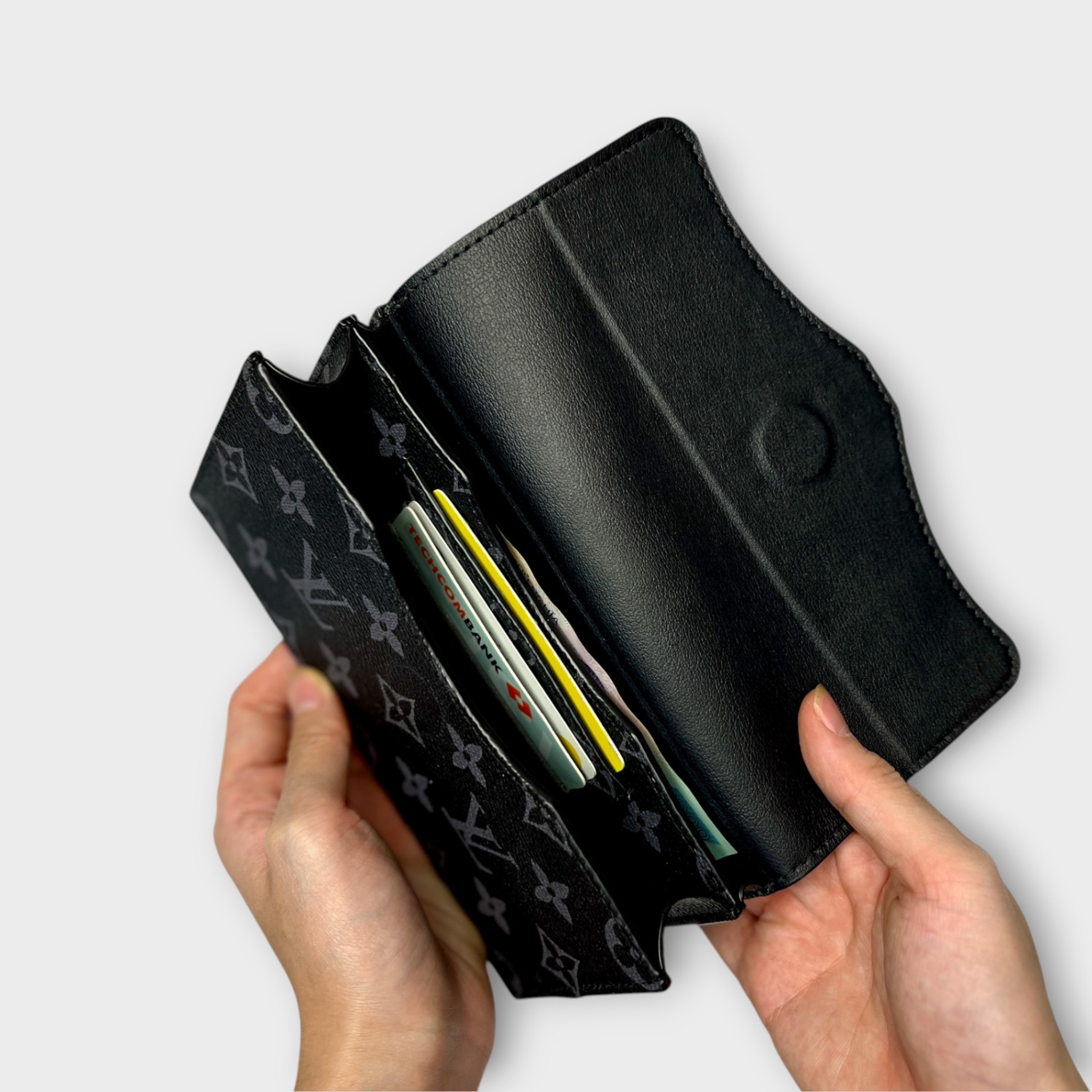 Bao da 2 ngăn đựng điện thoại và tiền - LV