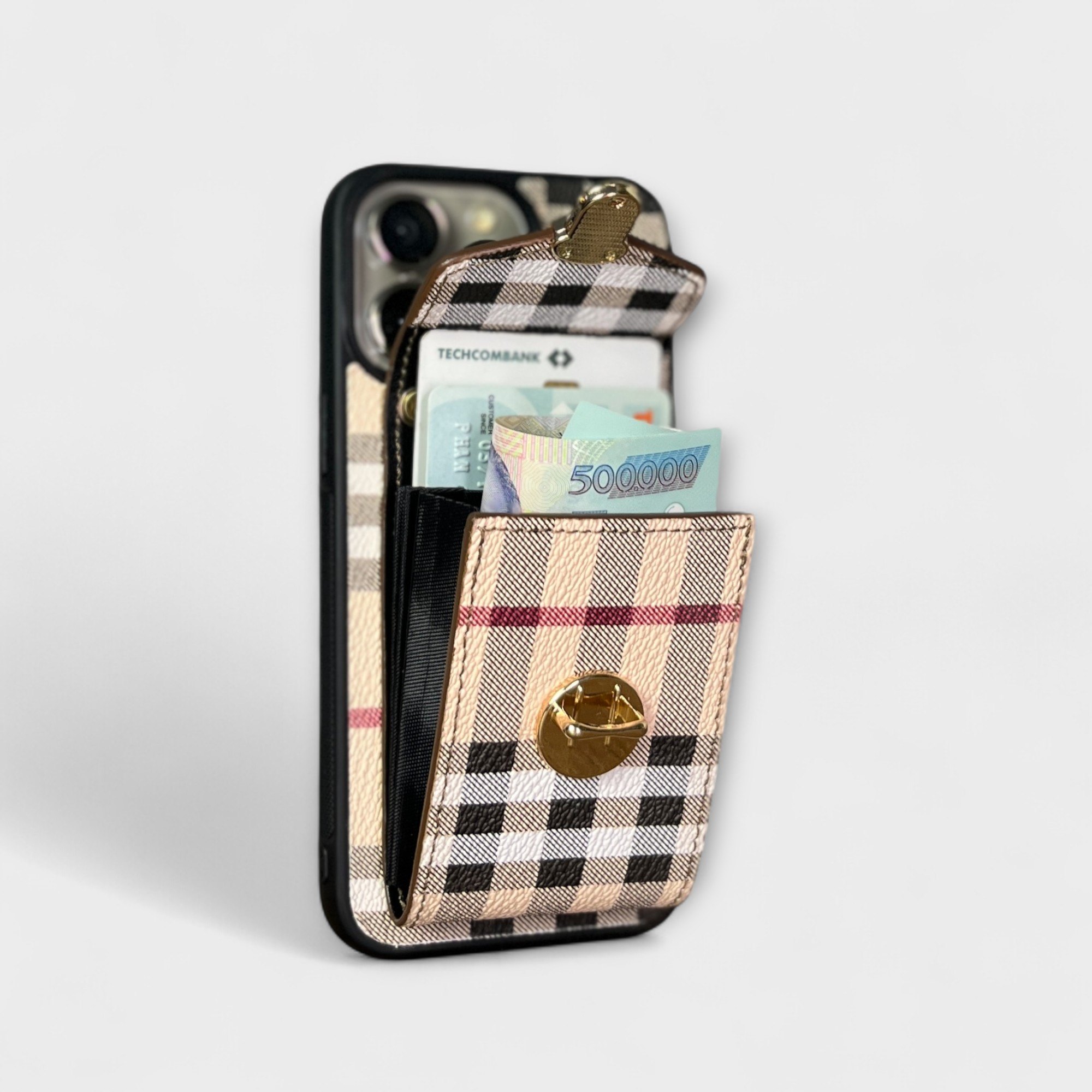 Ốp da thủ công viền đen LILY kèm dây đeo - Burberry