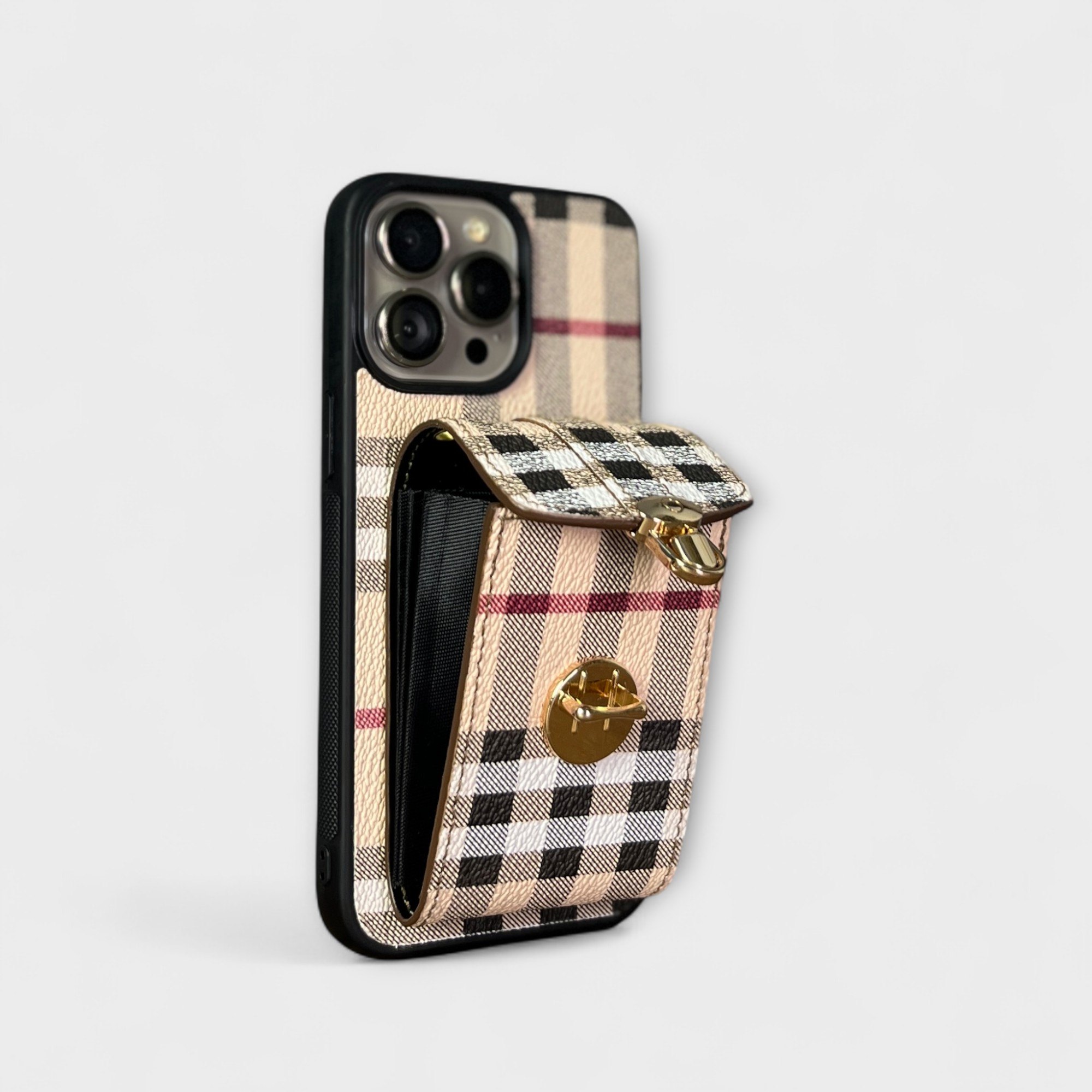Ốp da thủ công viền đen LILY kèm dây đeo - Burberry
