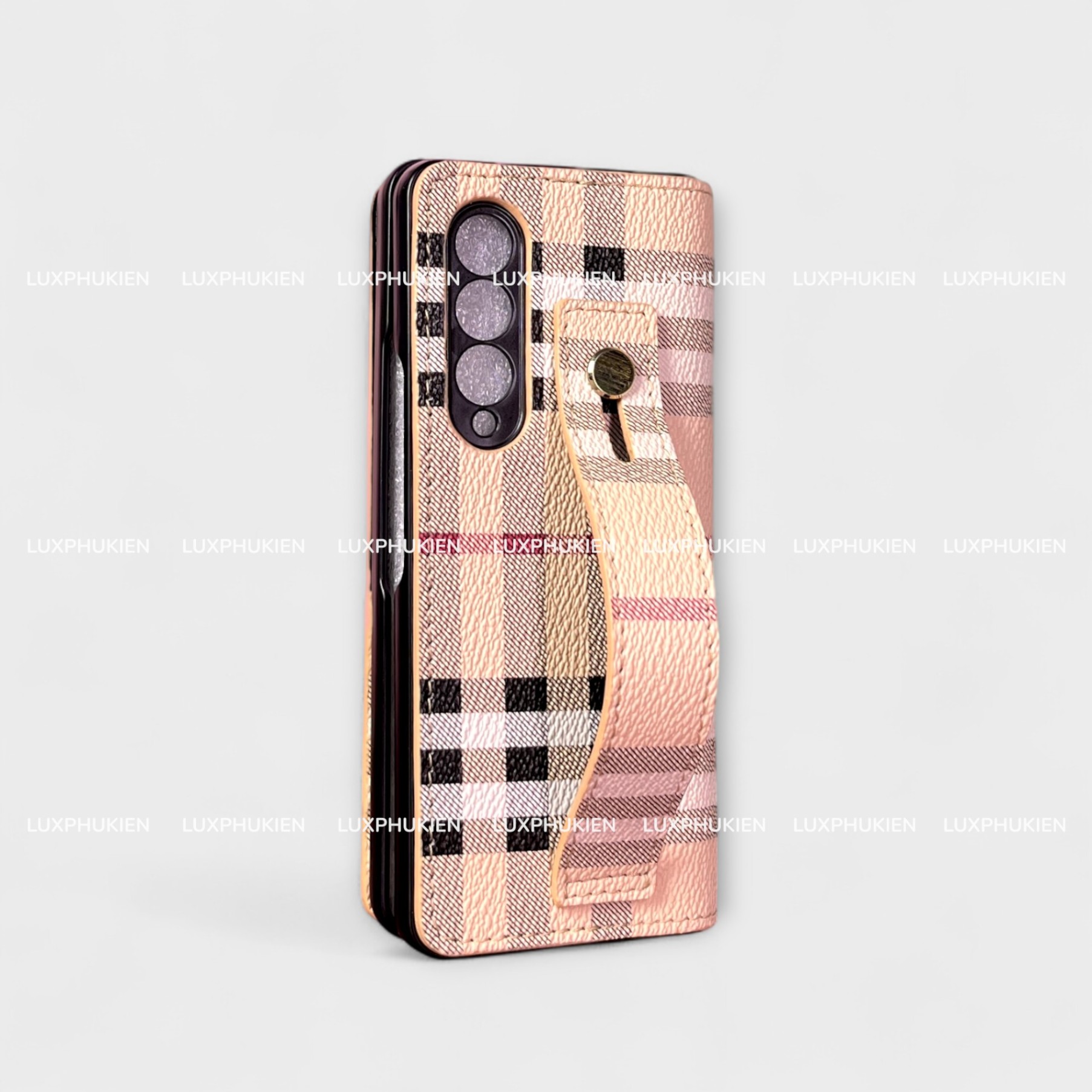 Ốp bao da thủ công BURBERRY Flip kèm Hand Strap dành cho Sam Sung