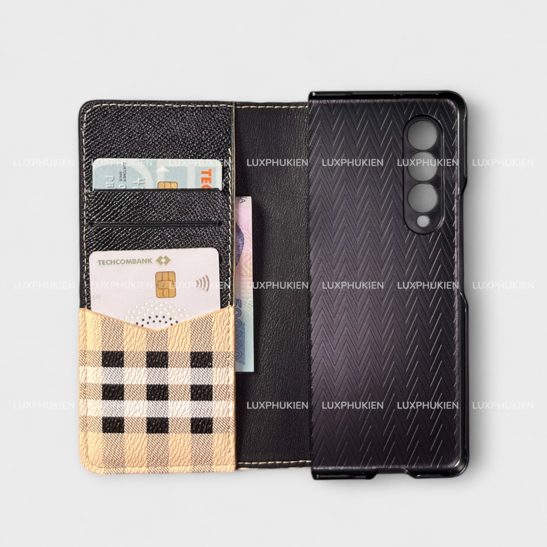 Ốp bao da thủ công BURBERRY Flip kèm Hand Strap dành cho Sam Sung
