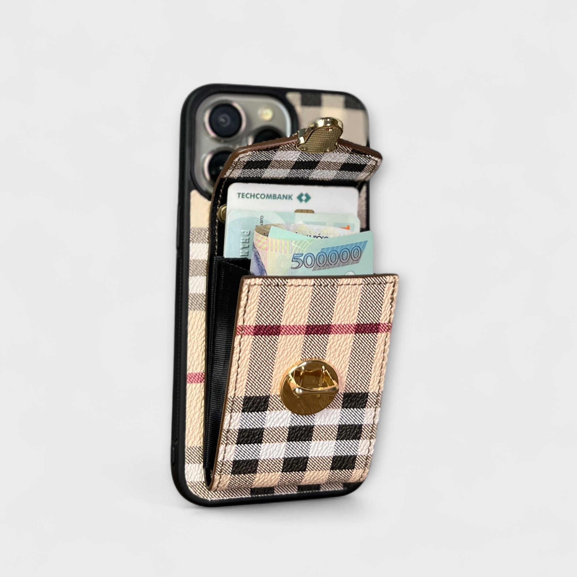 Ốp da thủ công viền đen LILY kèm dây đeo - Burberry
