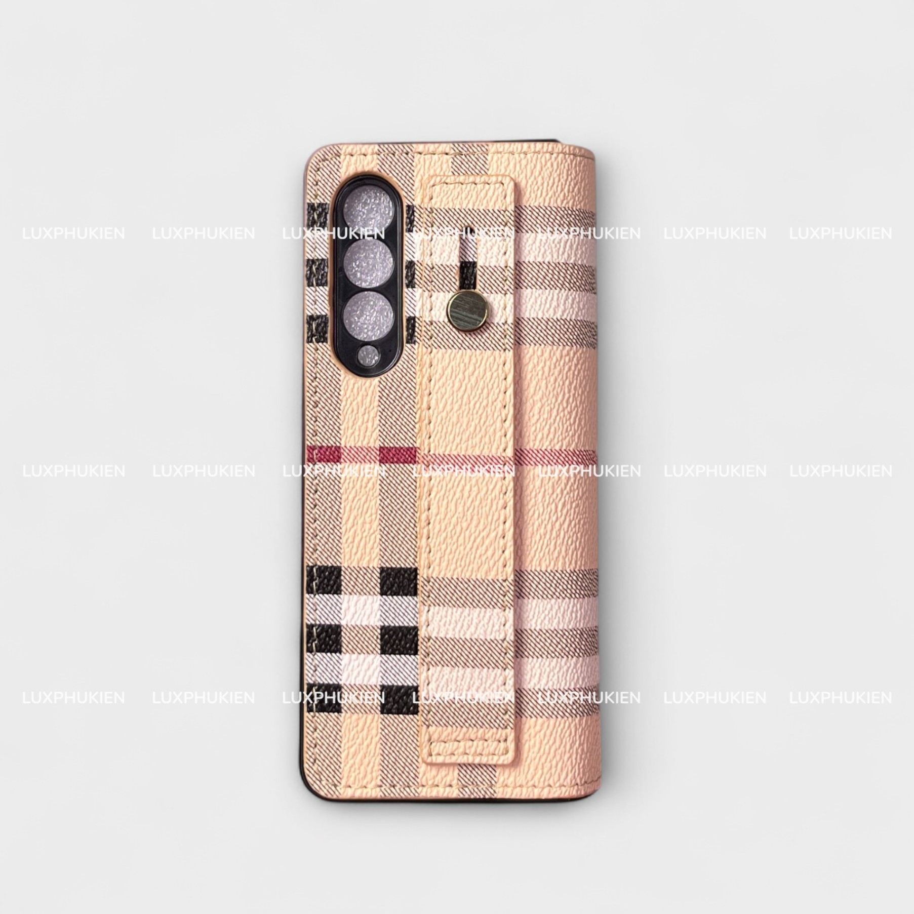 Ốp bao da thủ công BURBERRY Flip kèm Hand Strap dành cho Sam Sung