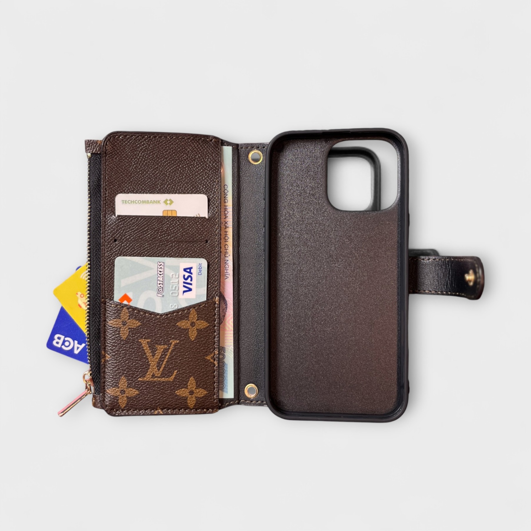 Bao da Flip & Go ngăn khóa kéo - LV