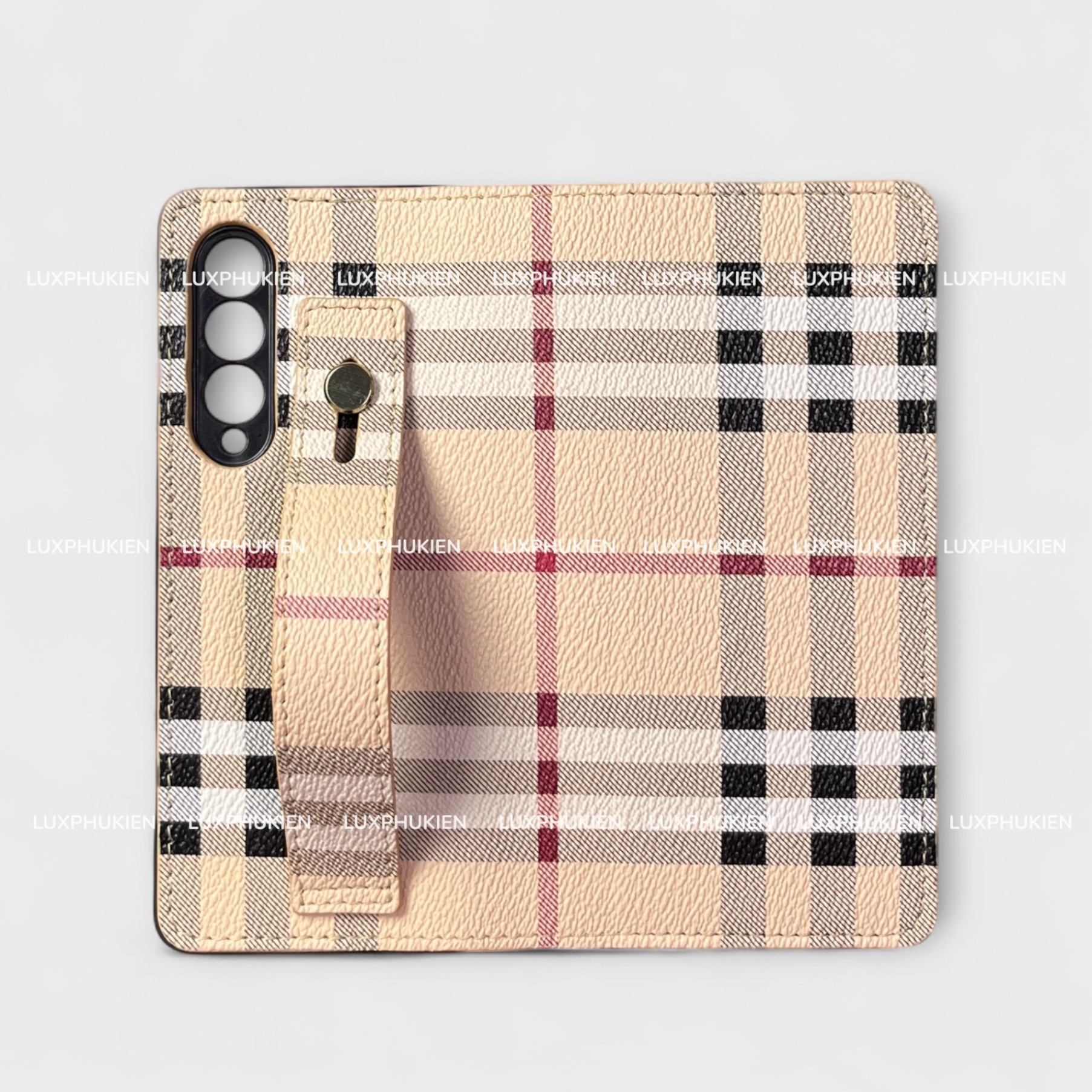 Ốp bao da thủ công BURBERRY Flip kèm Hand Strap dành cho Sam Sung