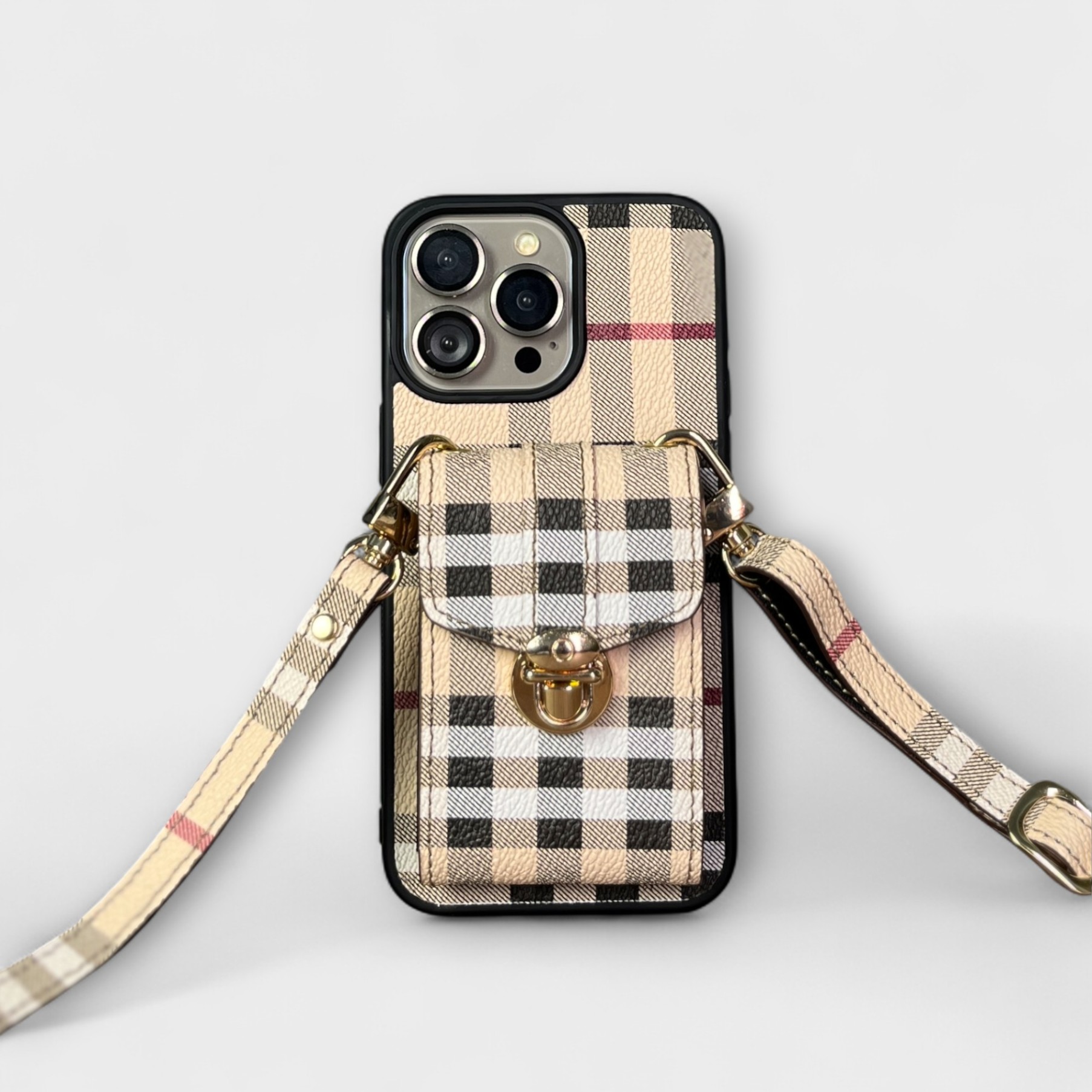 Ốp da thủ công viền đen LILY kèm dây đeo - Burberry