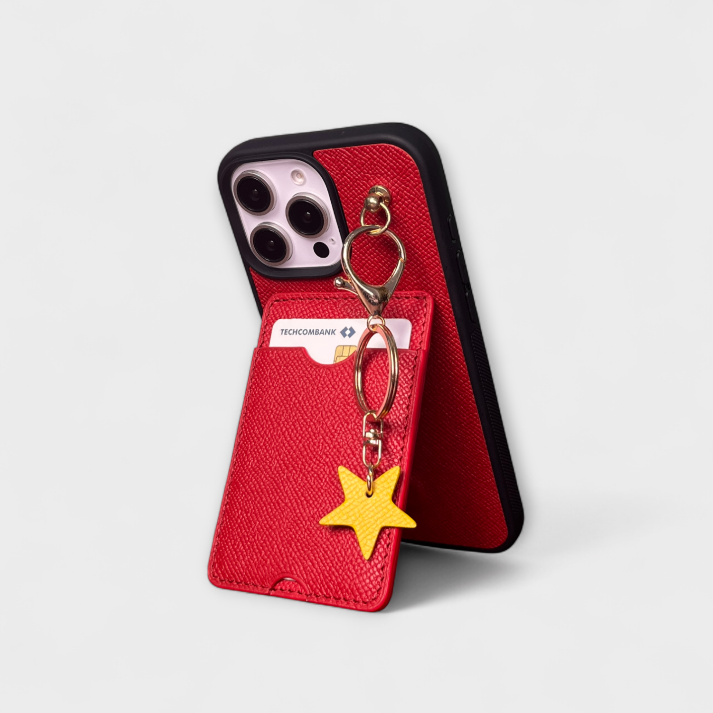 Ốp da thủ công viền đen Kane kèm ngăn thẻ dựng đứng gắn charm - Epsom