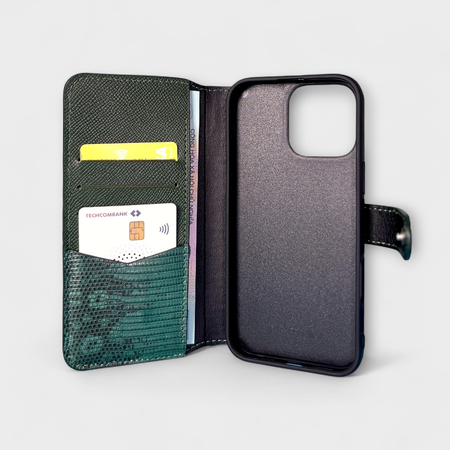 Ốp bao da Flip thủ công Cover kèm ví mini Wallet - Kỳ Đà