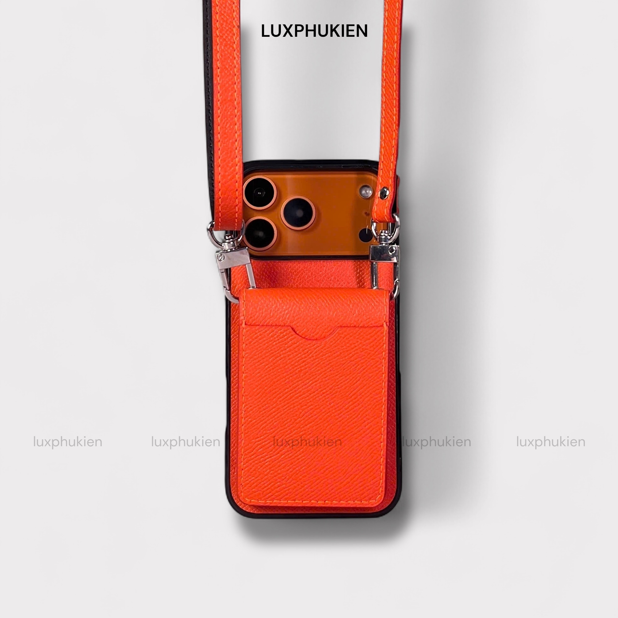 Ốp da thủ công viền đen LAYLA ngăn ví mini kèm dây đeo - Epsom