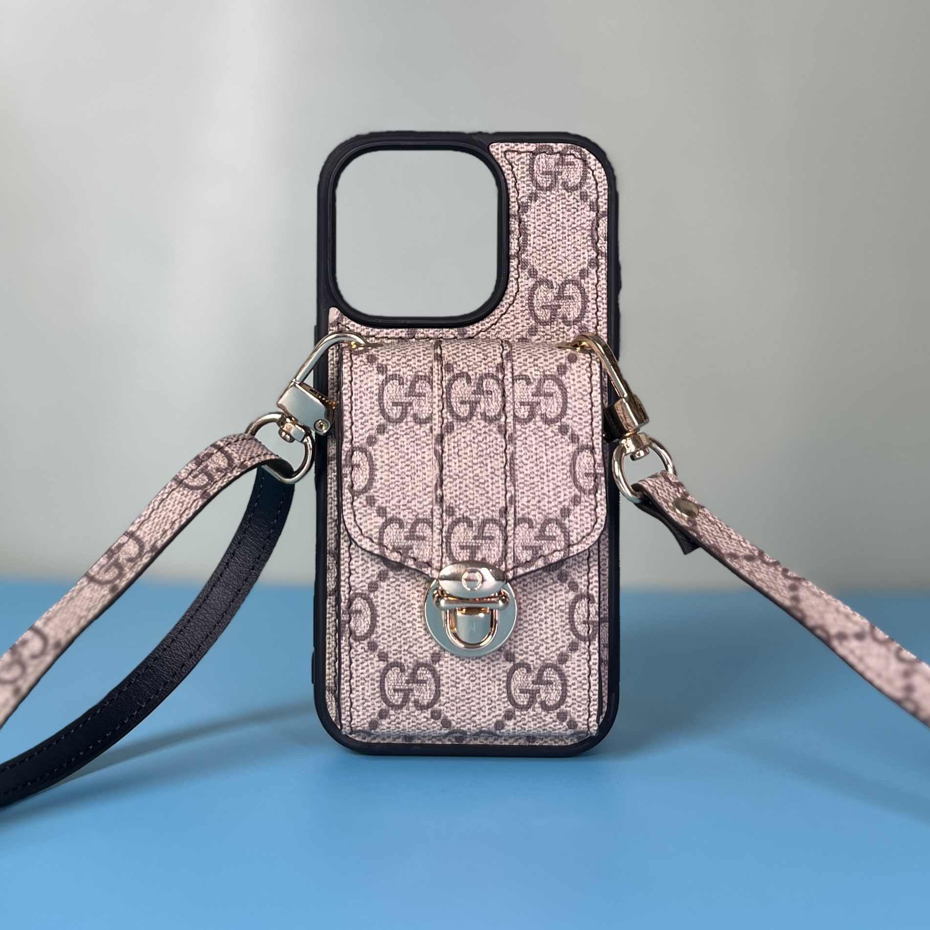 Ốp da thủ công viền đen LILY kèm dây đeo - GUCCI