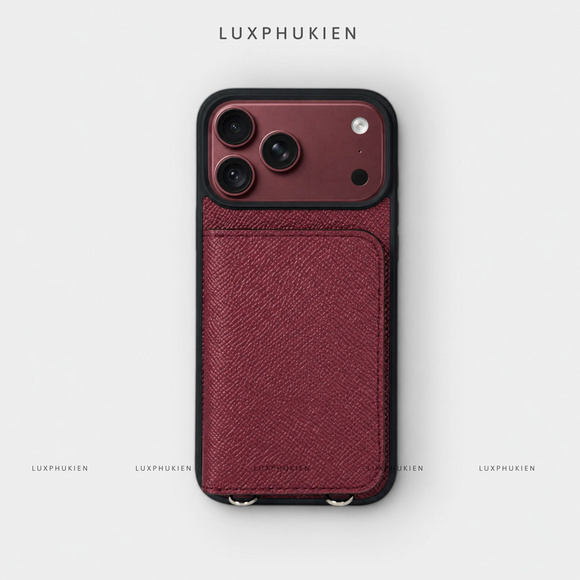 Ốp da thủ công viền đen Epsom kèm ví mini và dây đeo