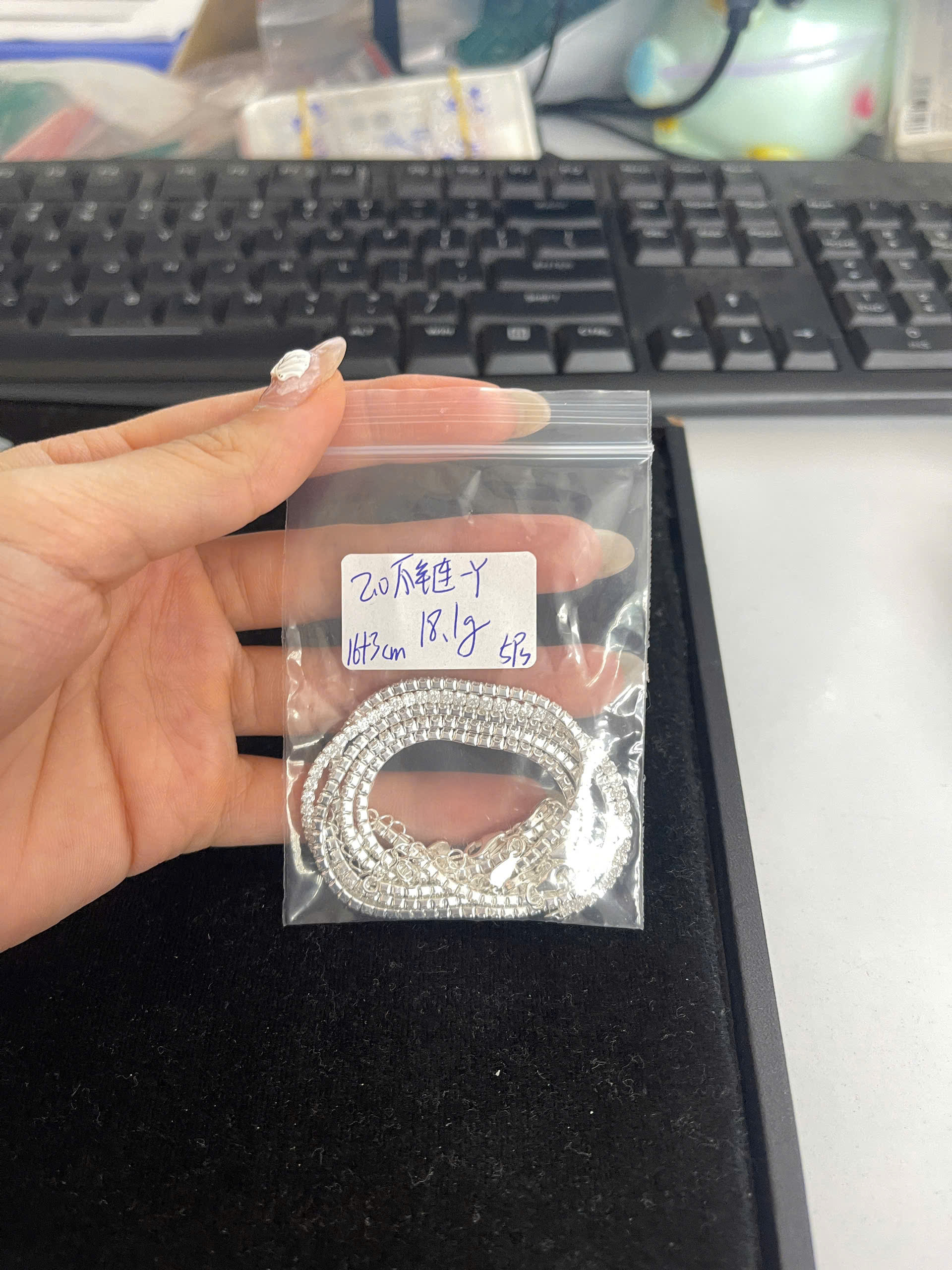 Lắc tay nữ lắc tenis đính đá CZ 2.0mm LNU0015 - Vàng hồng - 17