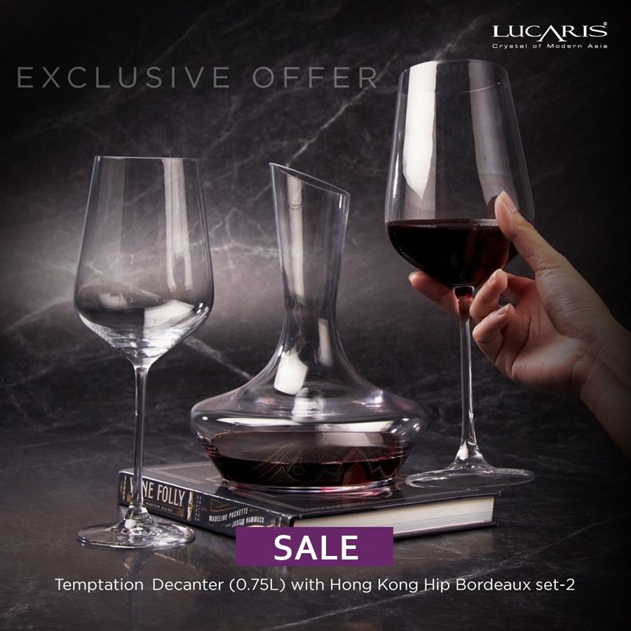 SET 2 Ly Hongkong Bordeaux và Bình chia rượu (Decanter) - 770ml