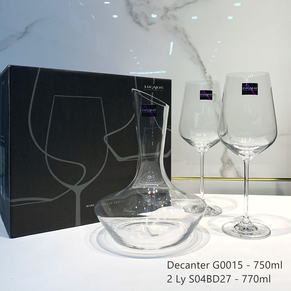 SET 2 Ly Hongkong Bordeaux và Bình chia rượu (Decanter) - 770ml