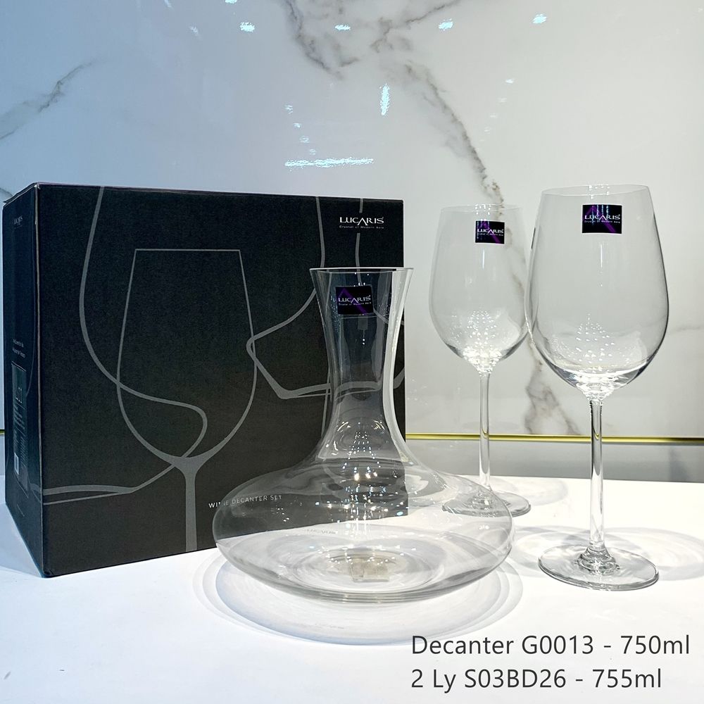 SET 2 Ly Shanghai Bordeaux và Bình chia rượu (Decanter) - 755ml