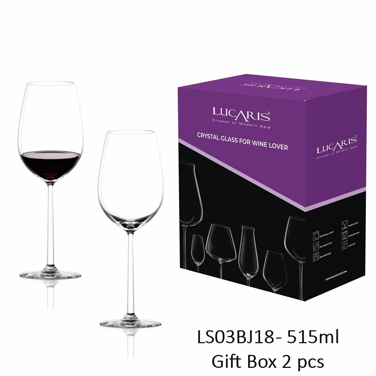 Hộp 2 ly pha lê Shanghai Beaujolais 515ml