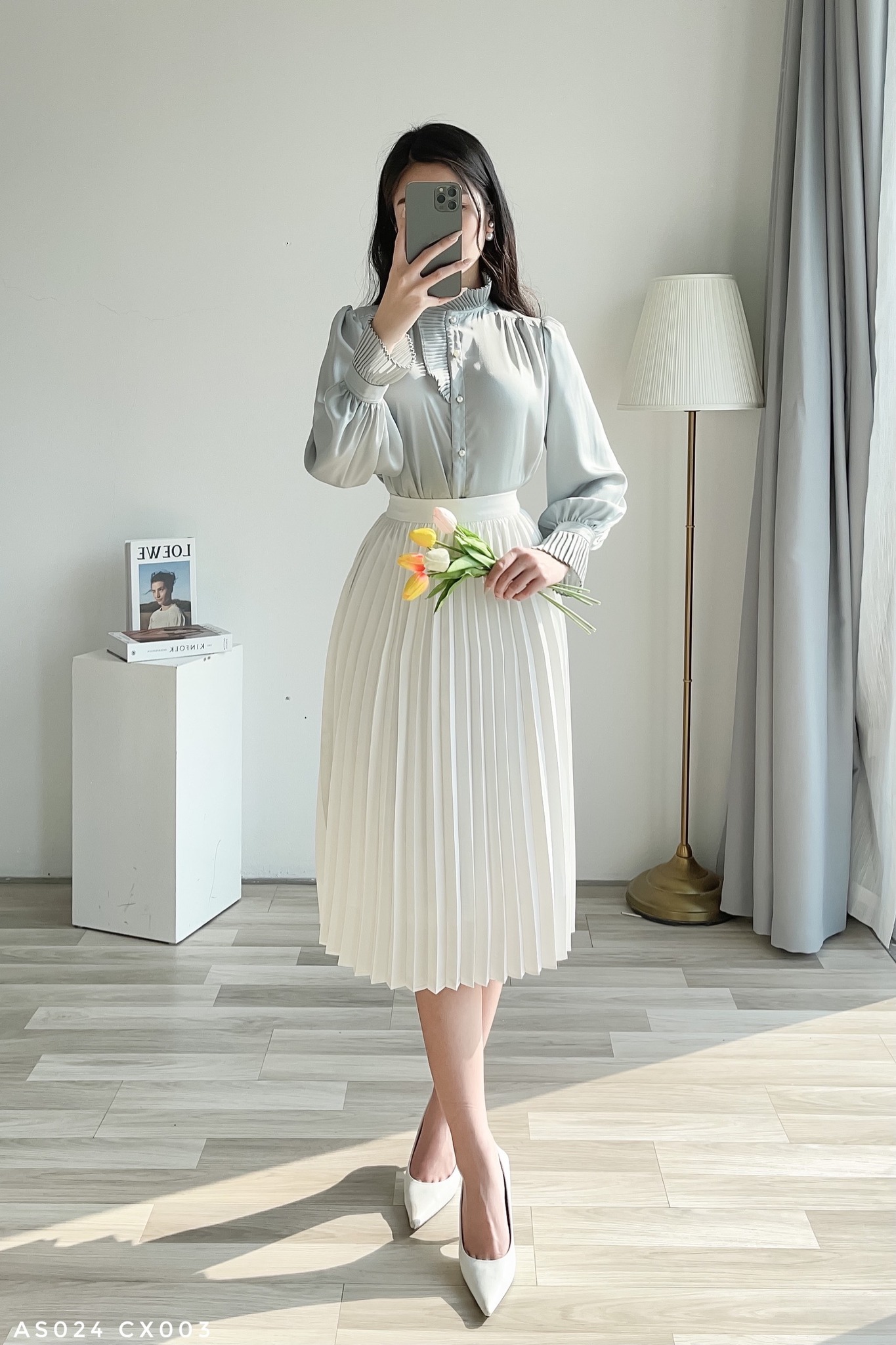 Áo sơ mi cách điệu phối bèo sang chảnh