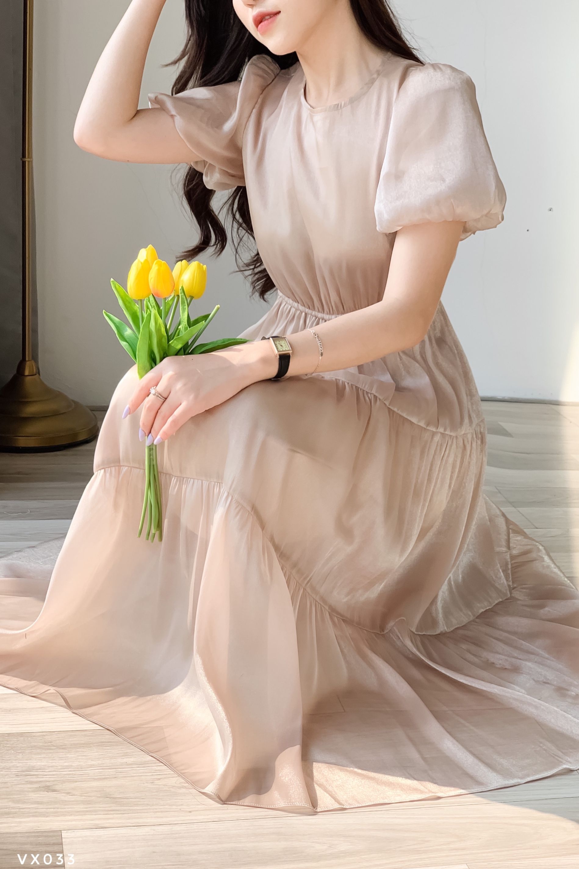 Váy tơ dáng xòe 3 tầng nữ tính