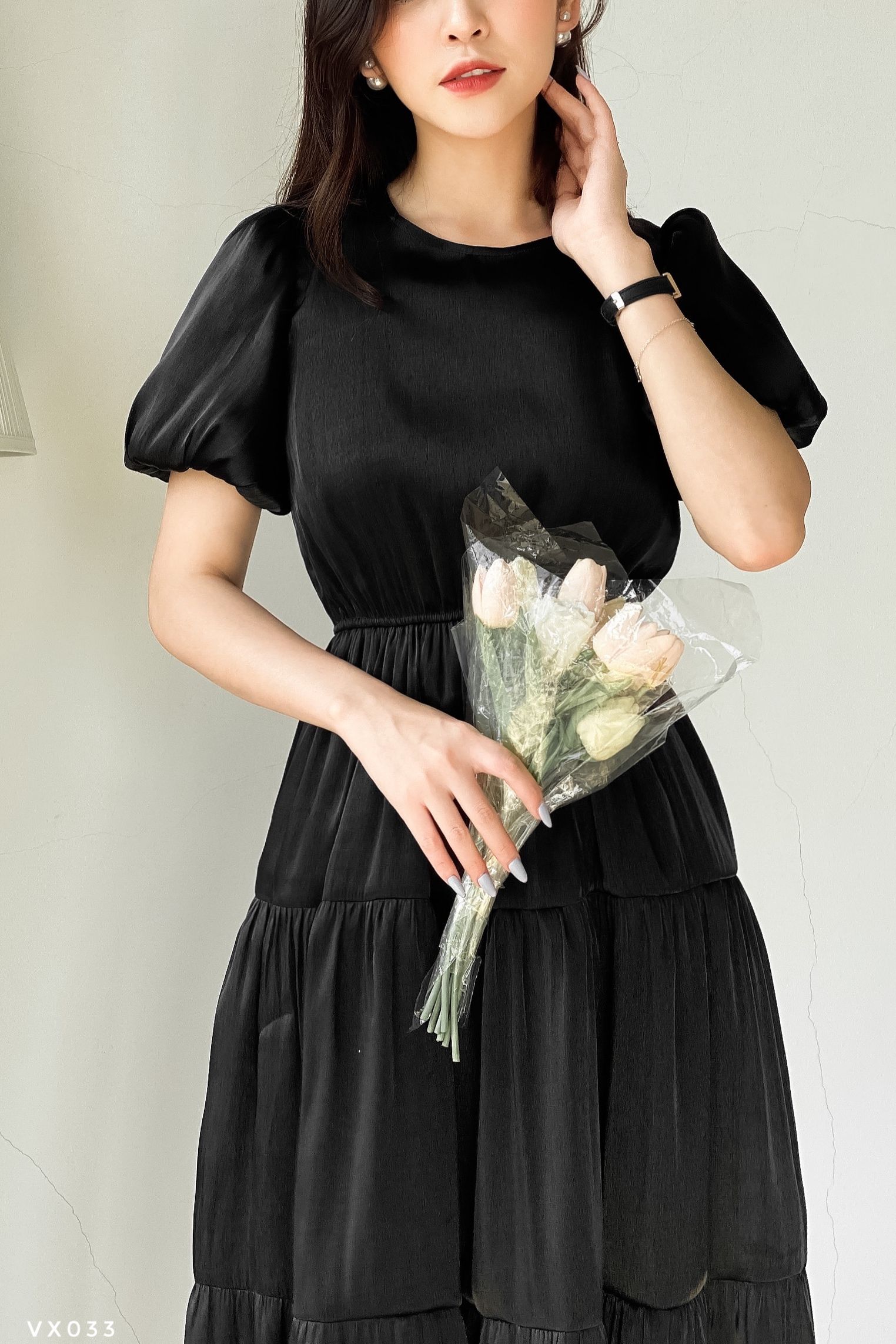 Váy tơ dáng xòe 3 tầng nữ tính