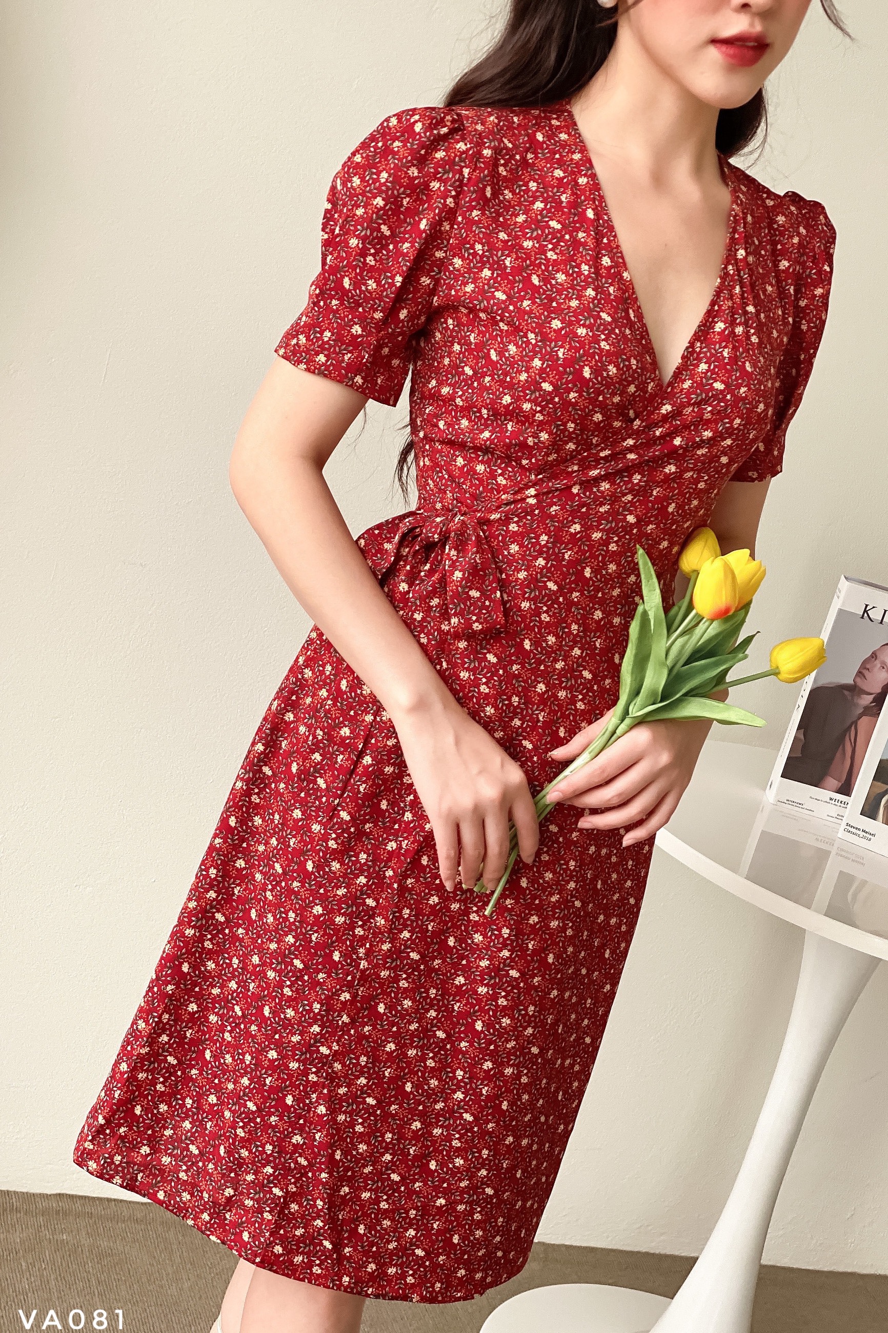 Váy hoa dáng A vạt chéo trẻ trung