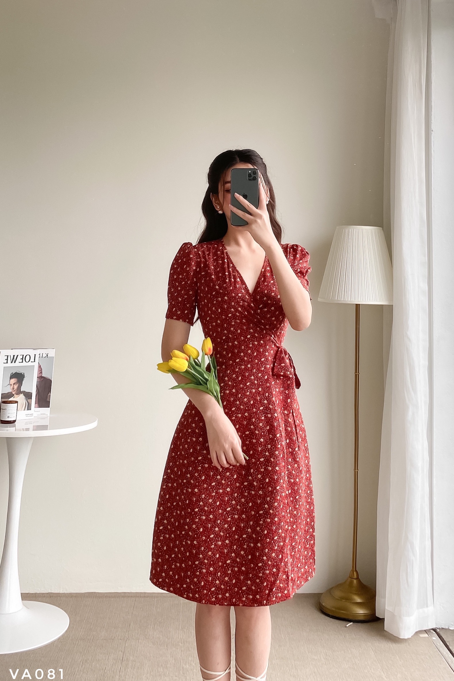Váy hoa dáng A vạt chéo trẻ trung