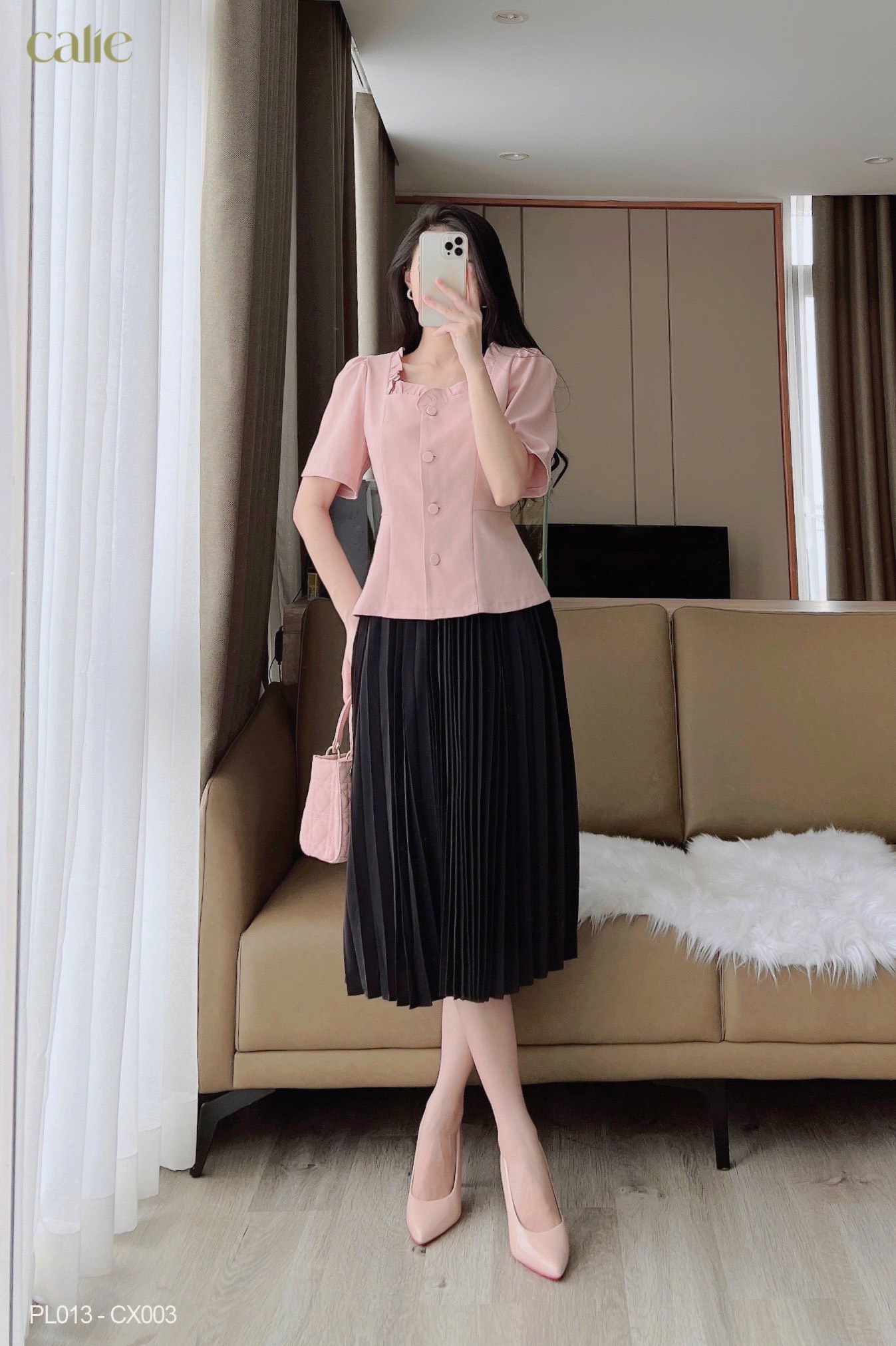 Áo peplum phối bèo tiểu thư