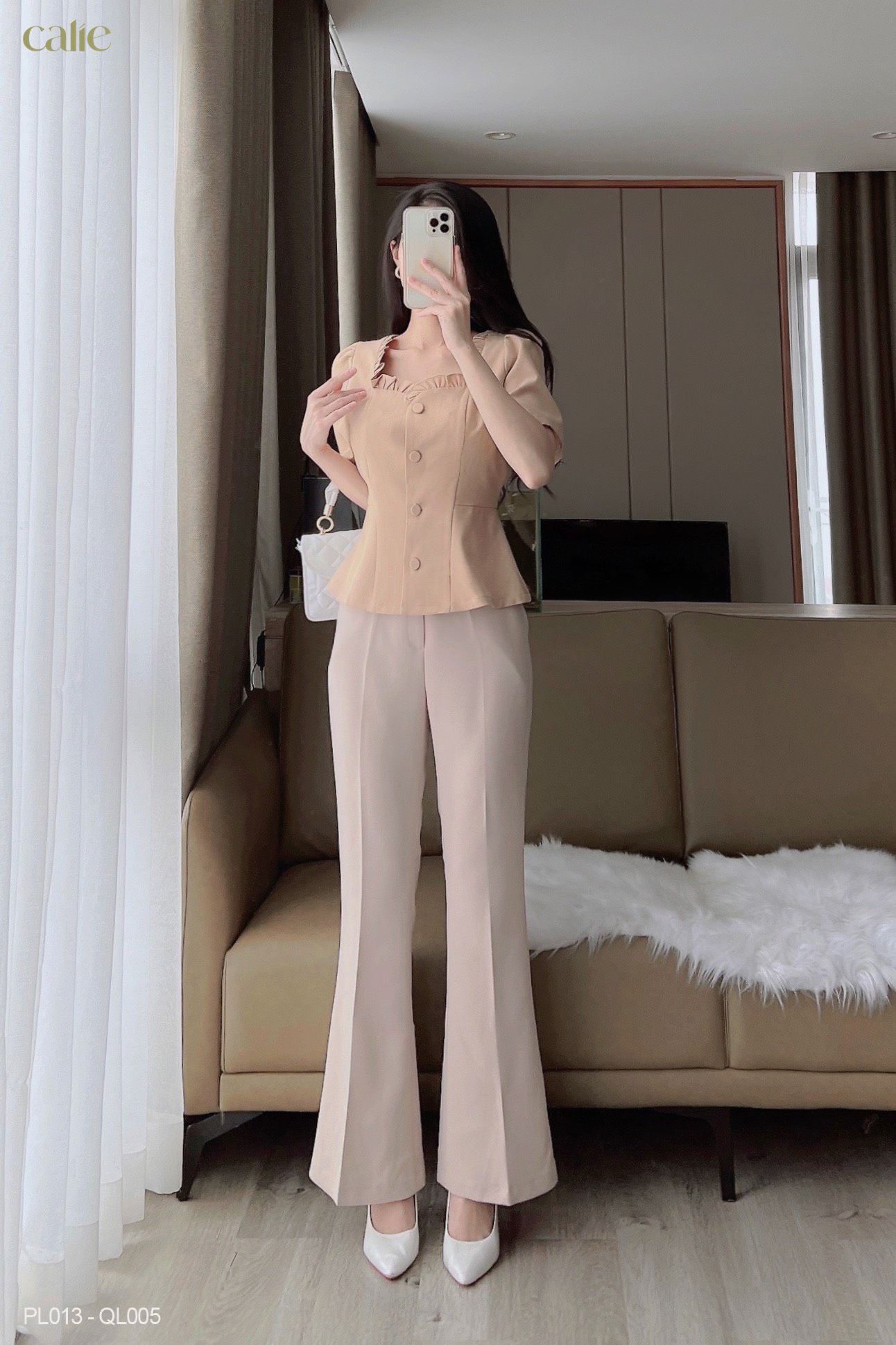 Áo peplum phối bèo tiểu thư