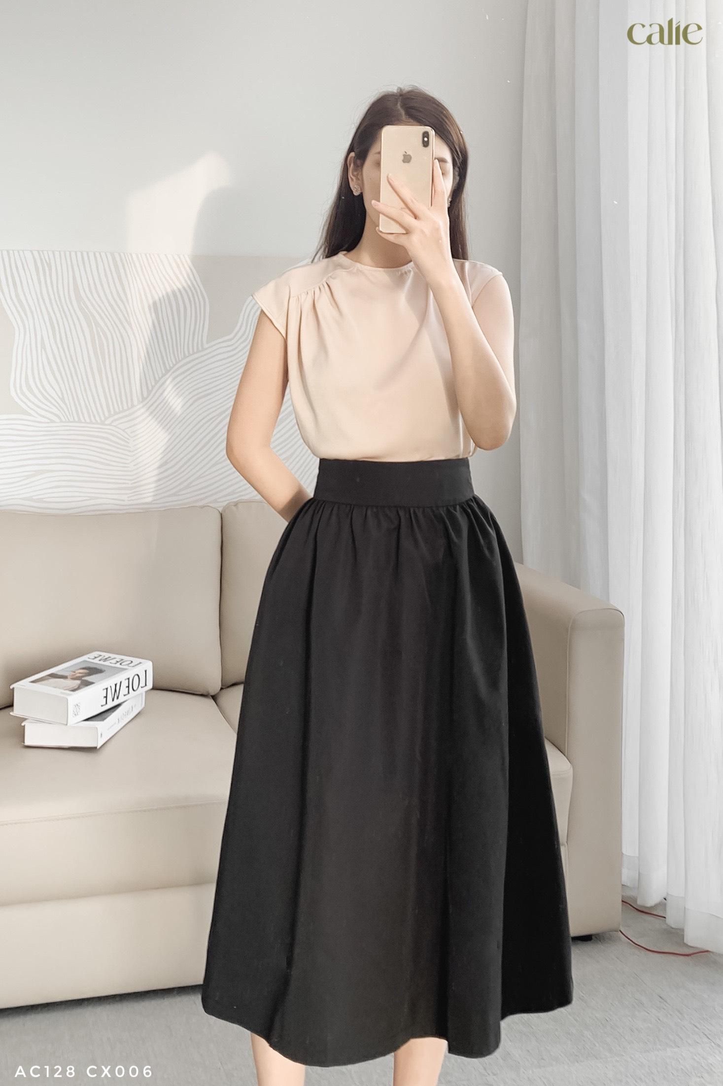 Chân váy xòe dáng dài thanh lịch