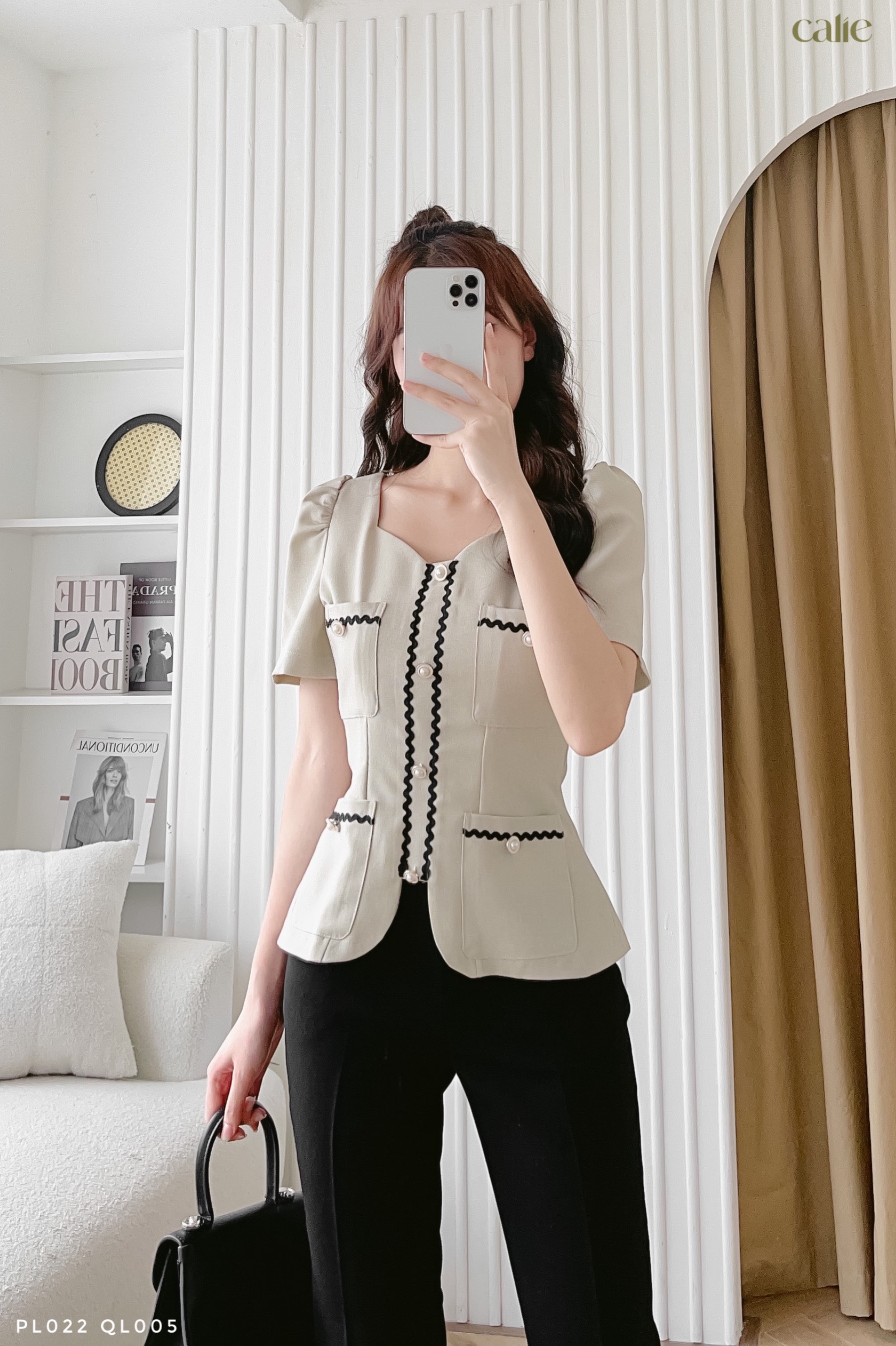 Áo peplum phối dây viền thanh lịch