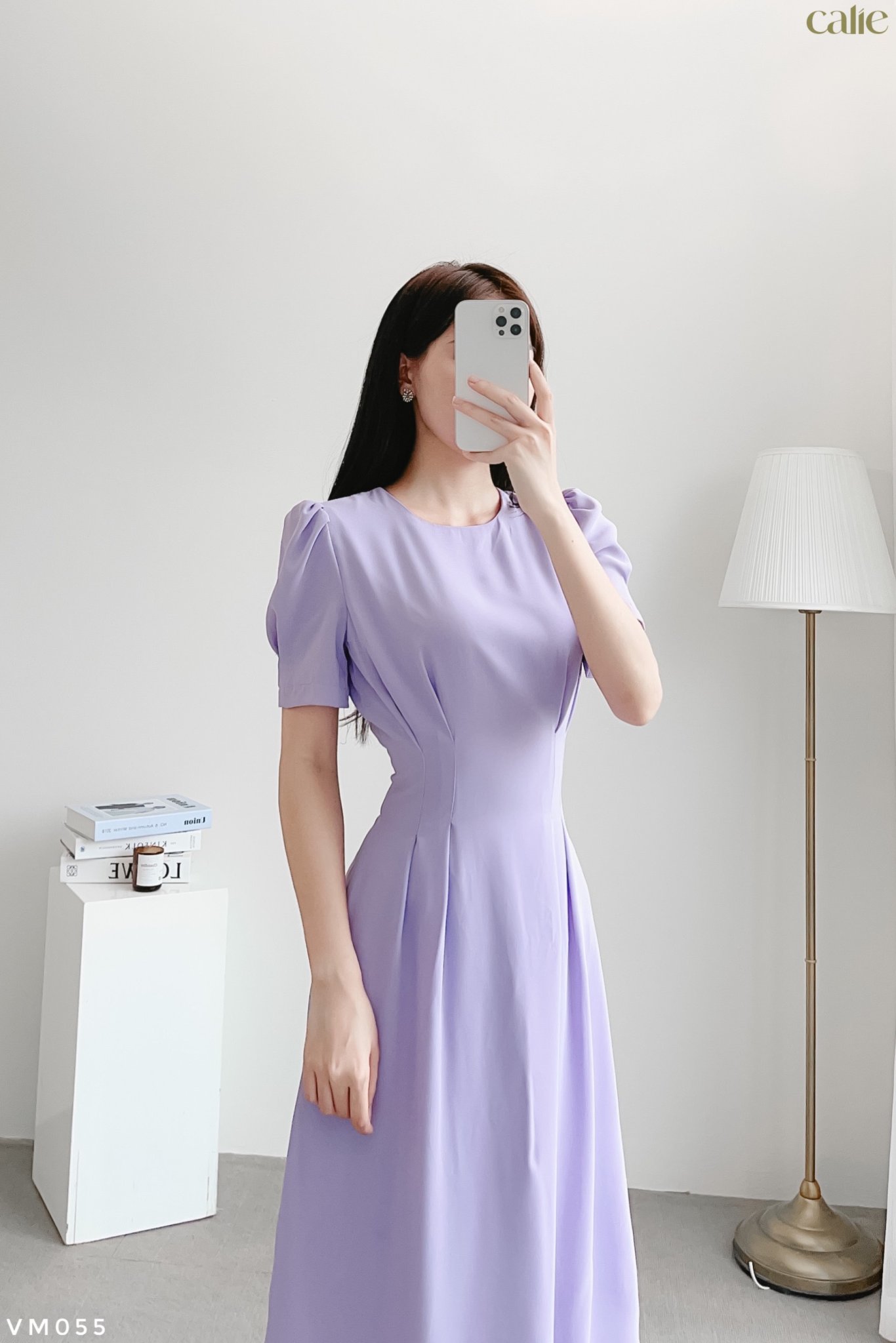 Váy midi chiết eo tôn dáng