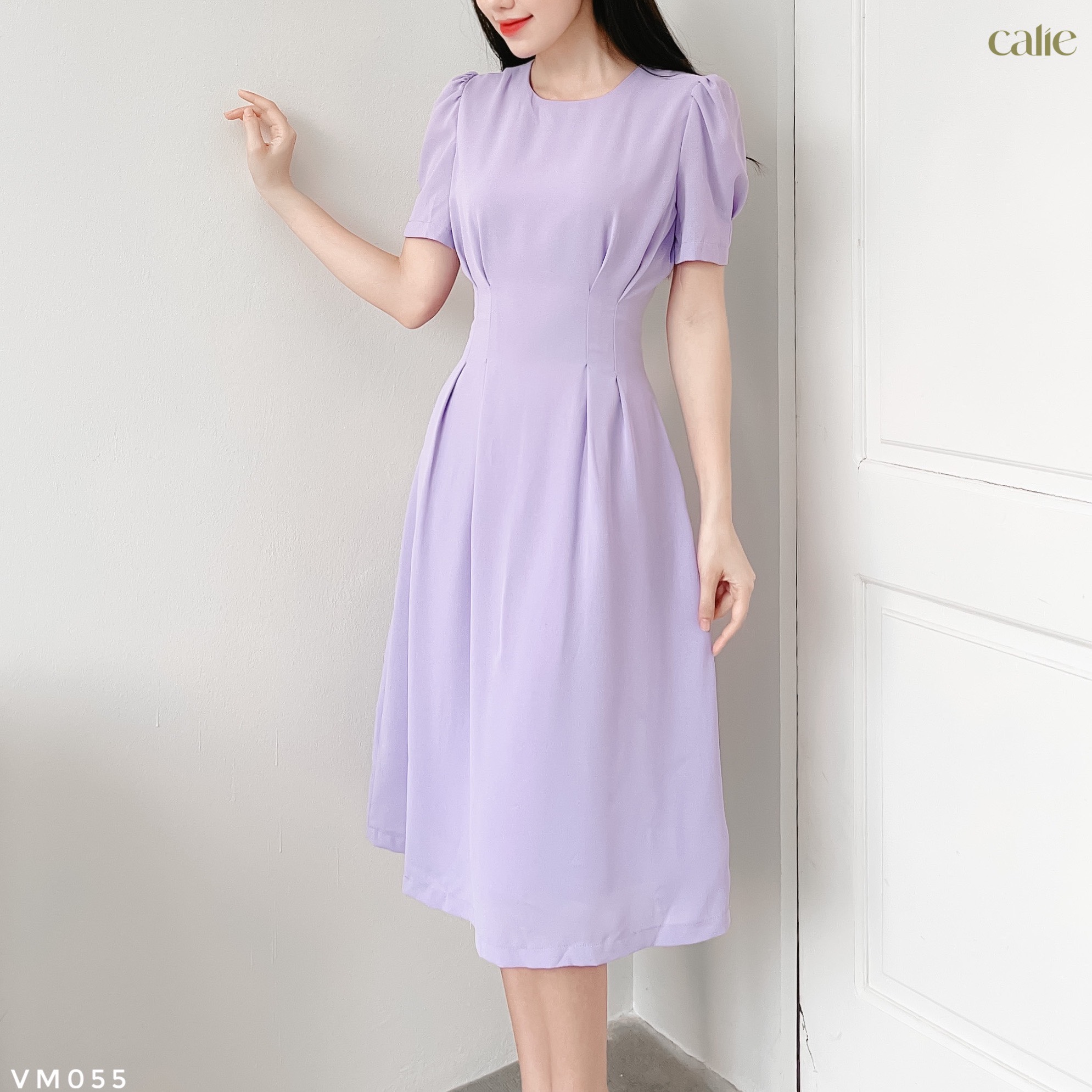 Váy midi chiết eo tôn dáng
