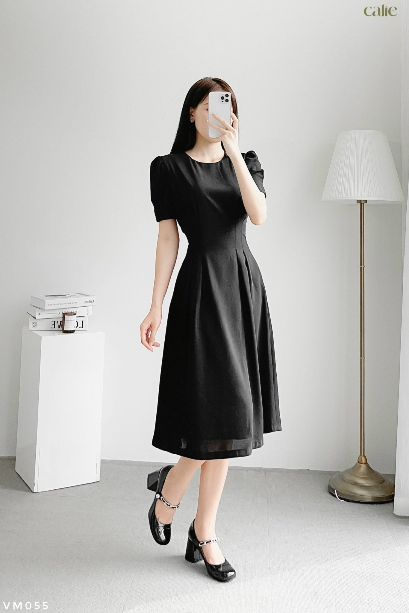 Váy midi chiết eo tôn dáng
