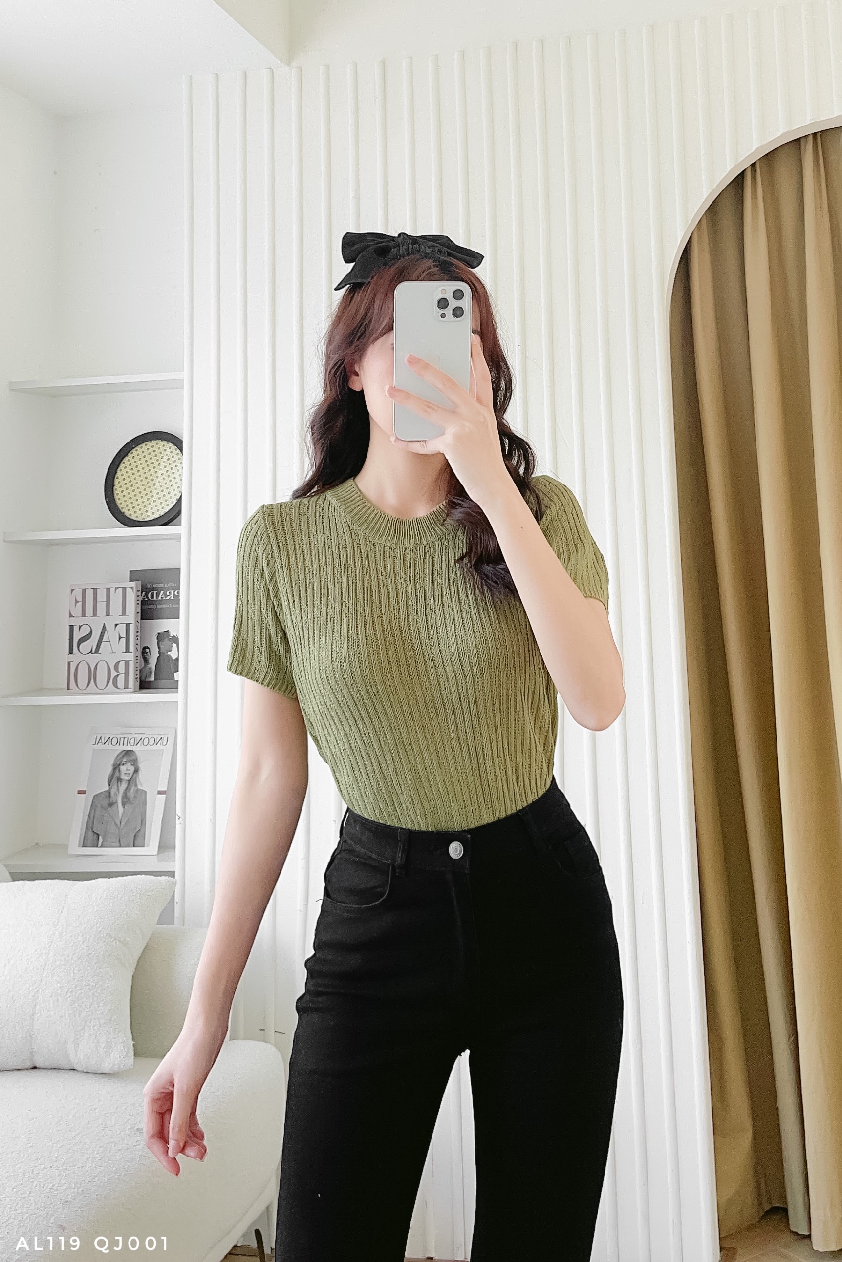 áo len mỏng cổ tròn tay cộc trẻ trung