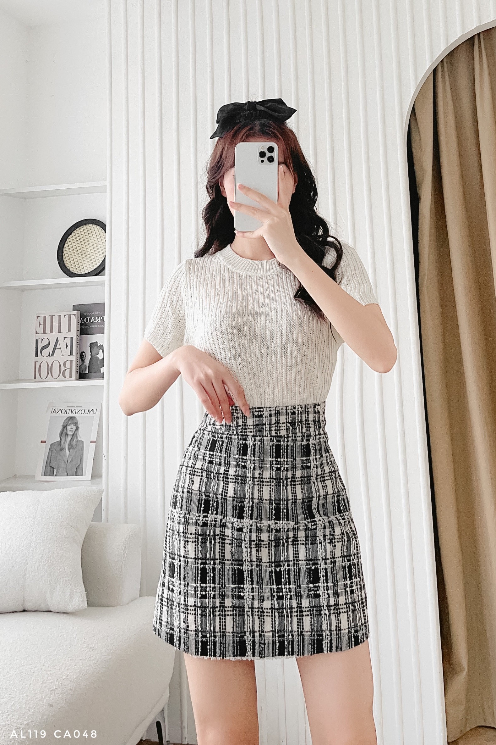 áo len mỏng cổ tròn tay cộc trẻ trung