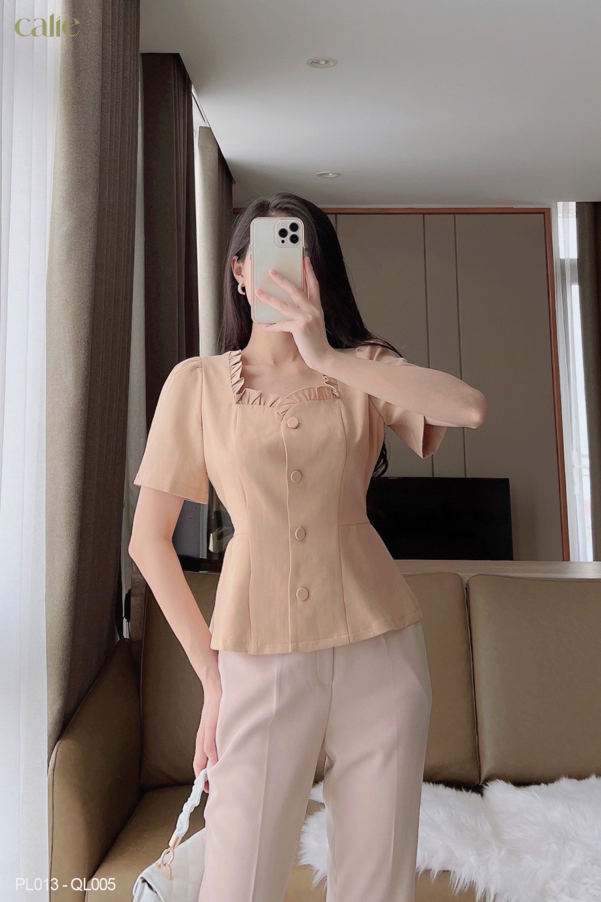 Áo peplum phối bèo tiểu thư