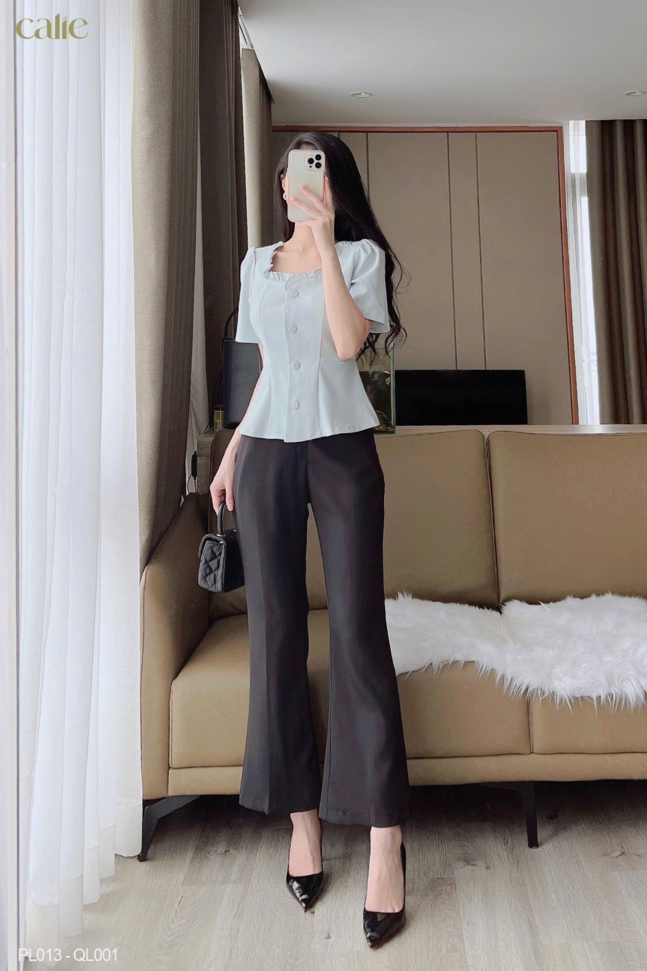 Áo peplum phối bèo tiểu thư