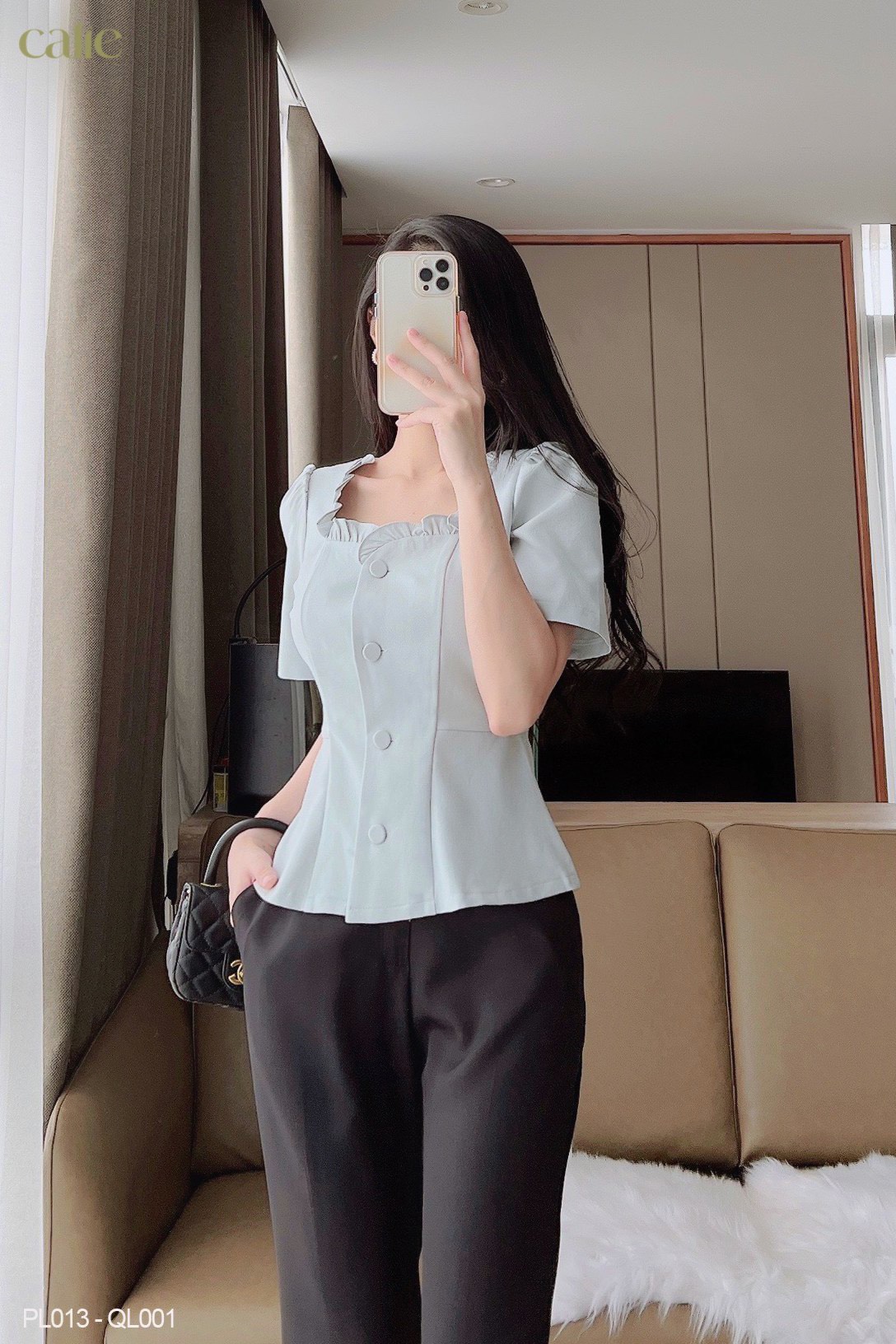 Áo peplum phối bèo tiểu thư