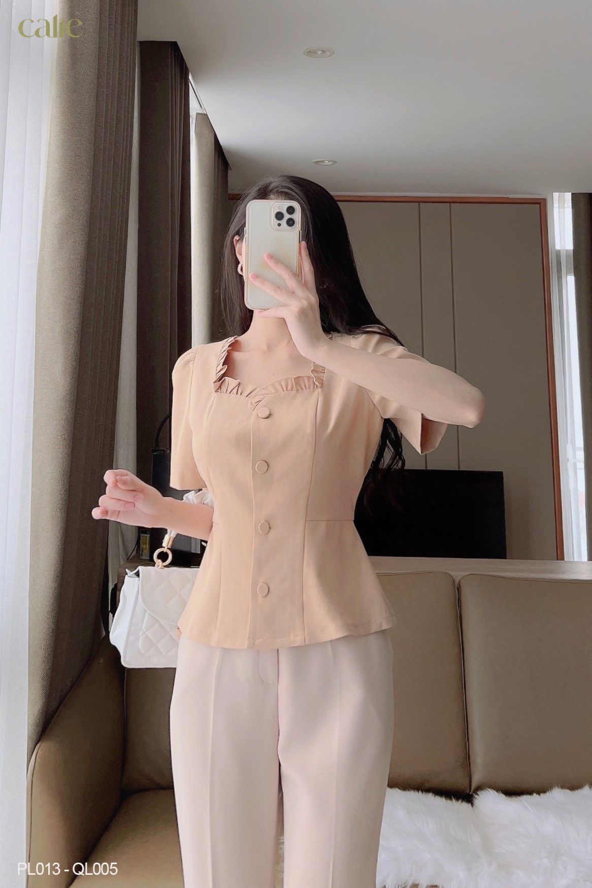 Áo peplum phối bèo tiểu thư